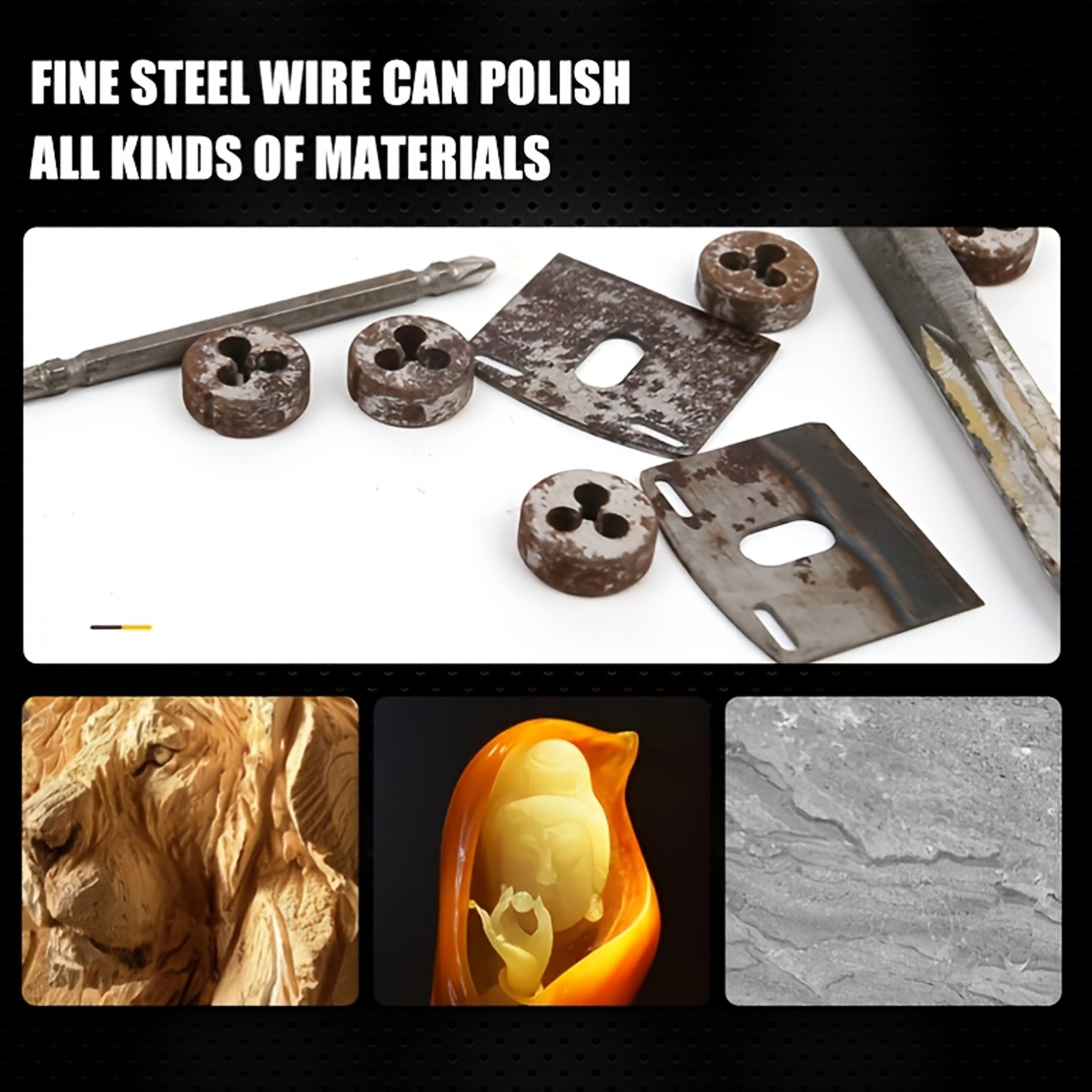 Heavy Duty Steel Wire Wheel Brush for Rust Removal, Metal Polishing & Wood Surface Cleaning – view 4