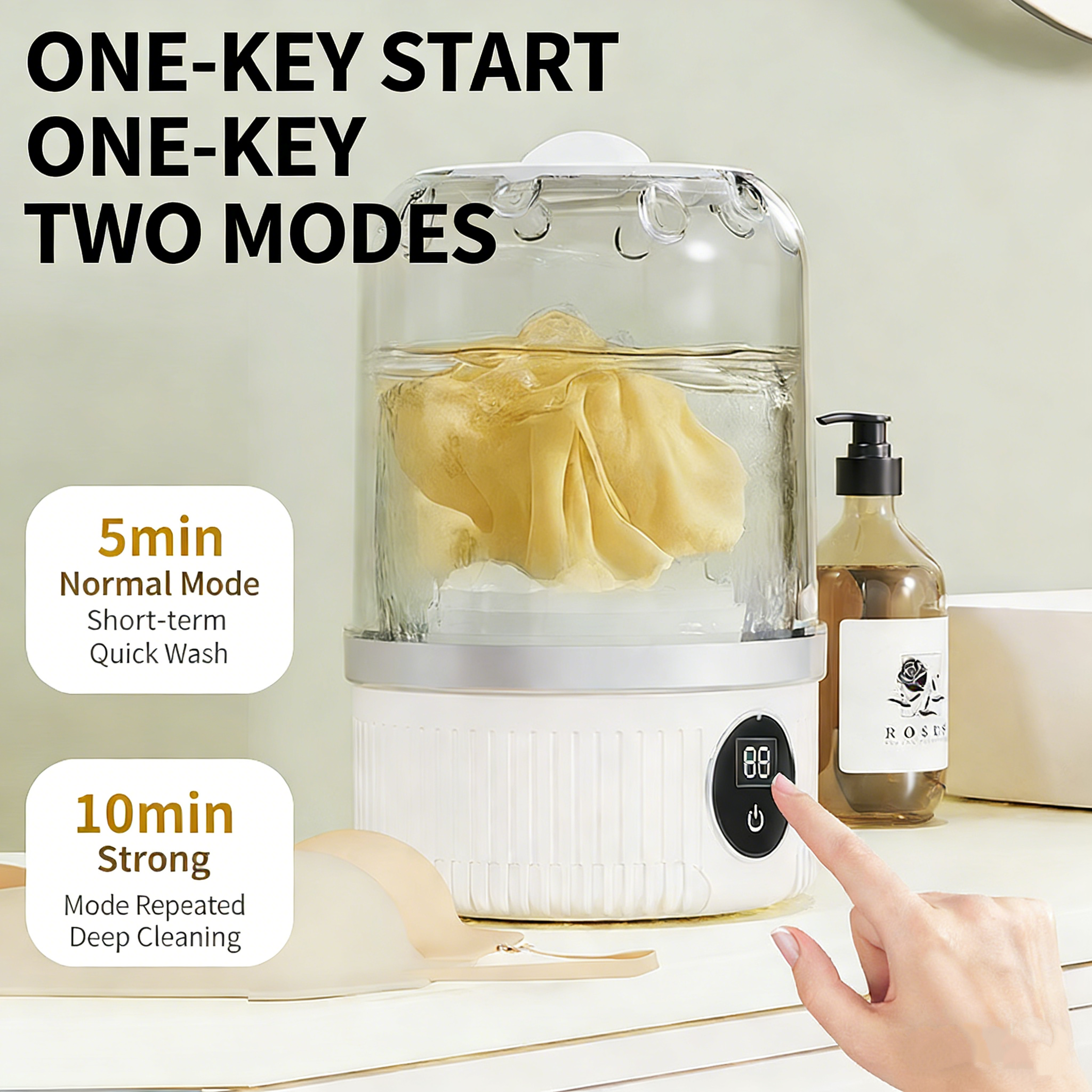 Portable Mini Washing Machine Wireless Rechargeable Laundry Cup for Underwear, Socks & Delicates – view 3