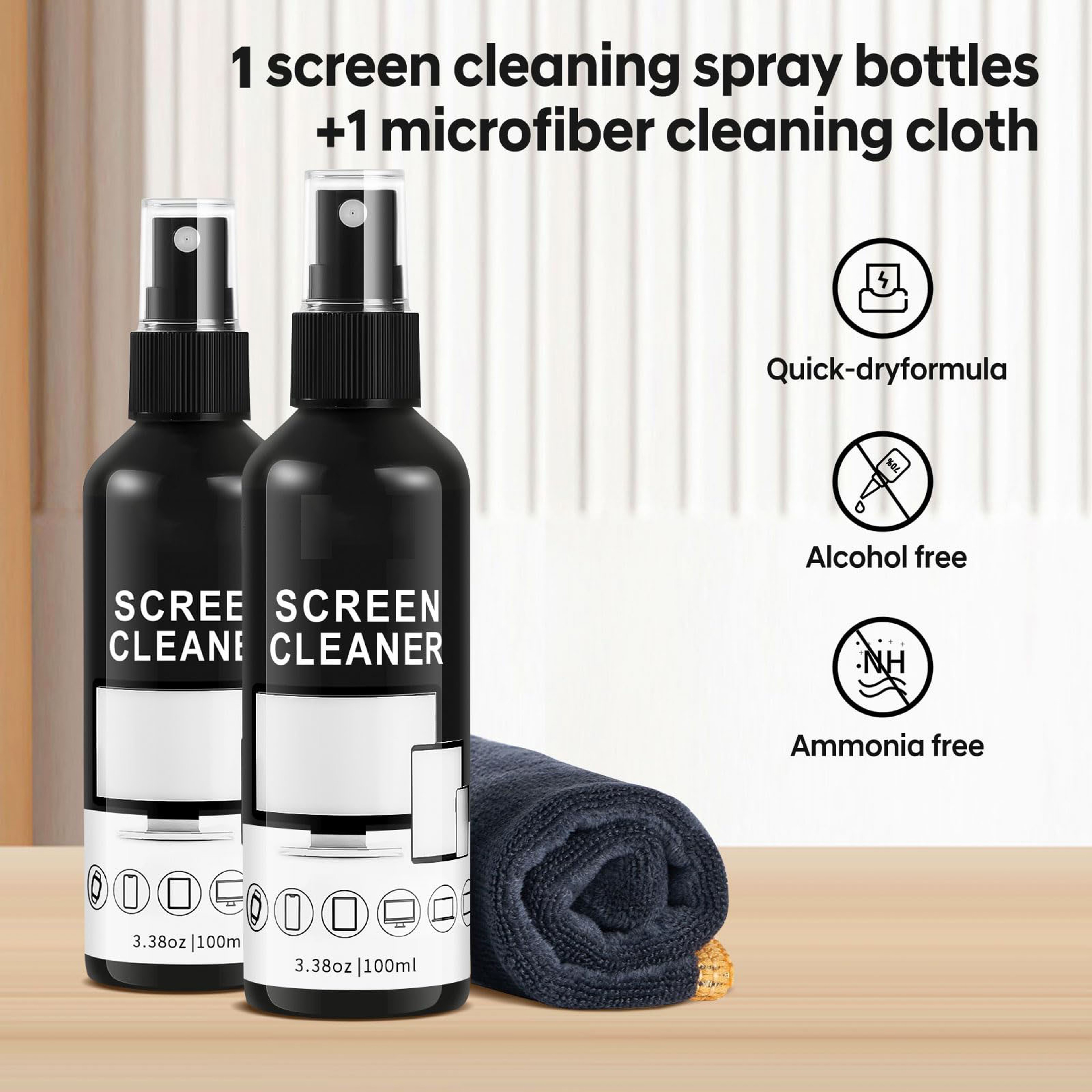 Screen Cleaner Spray Kit with Microfiber Cleaning Cloth for Glasses, Camera Lenses & Electronic Screens – view 5