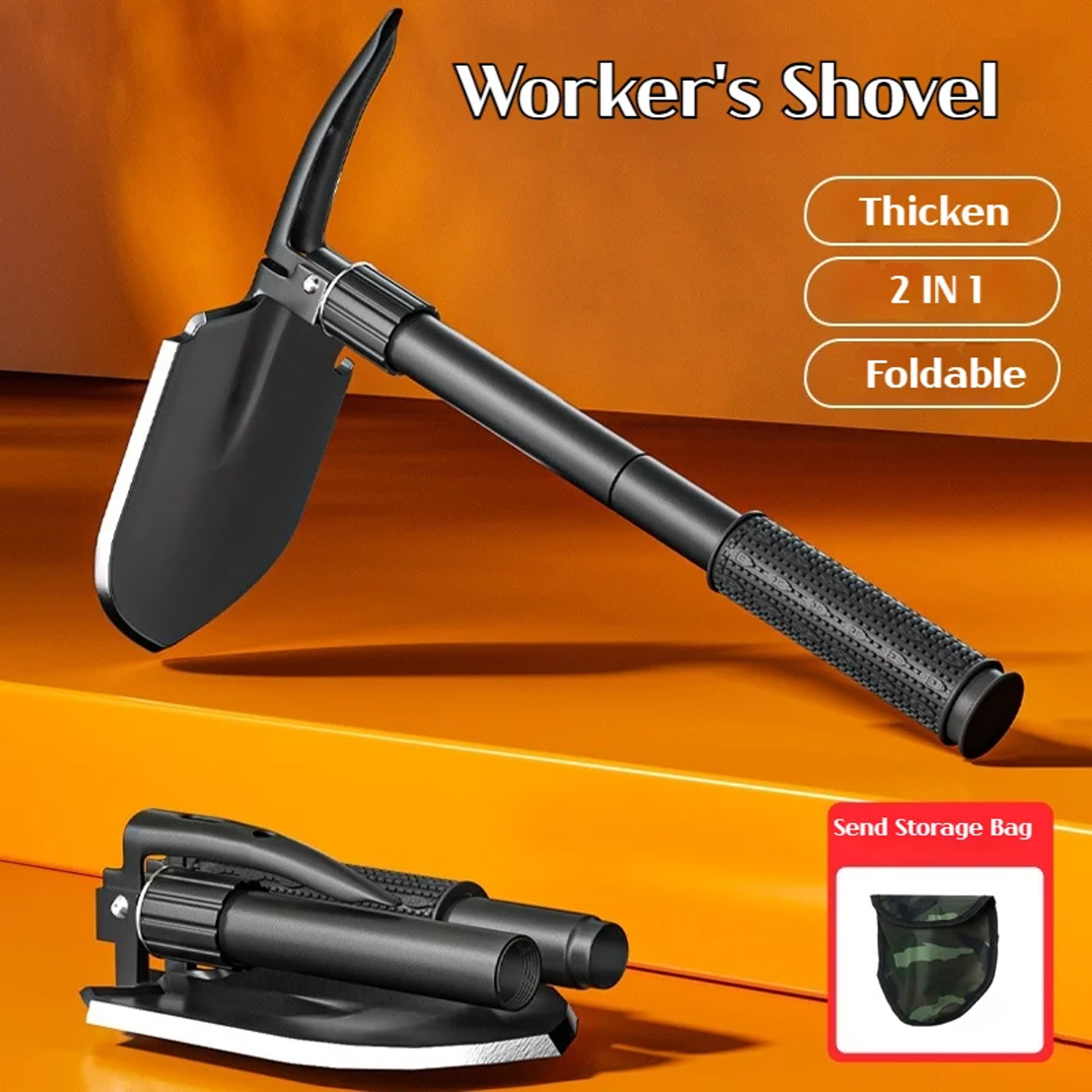 Camping Shovel Folding Survival Pickaxe & Hoe Tactical Outdoor Tool – view 1
