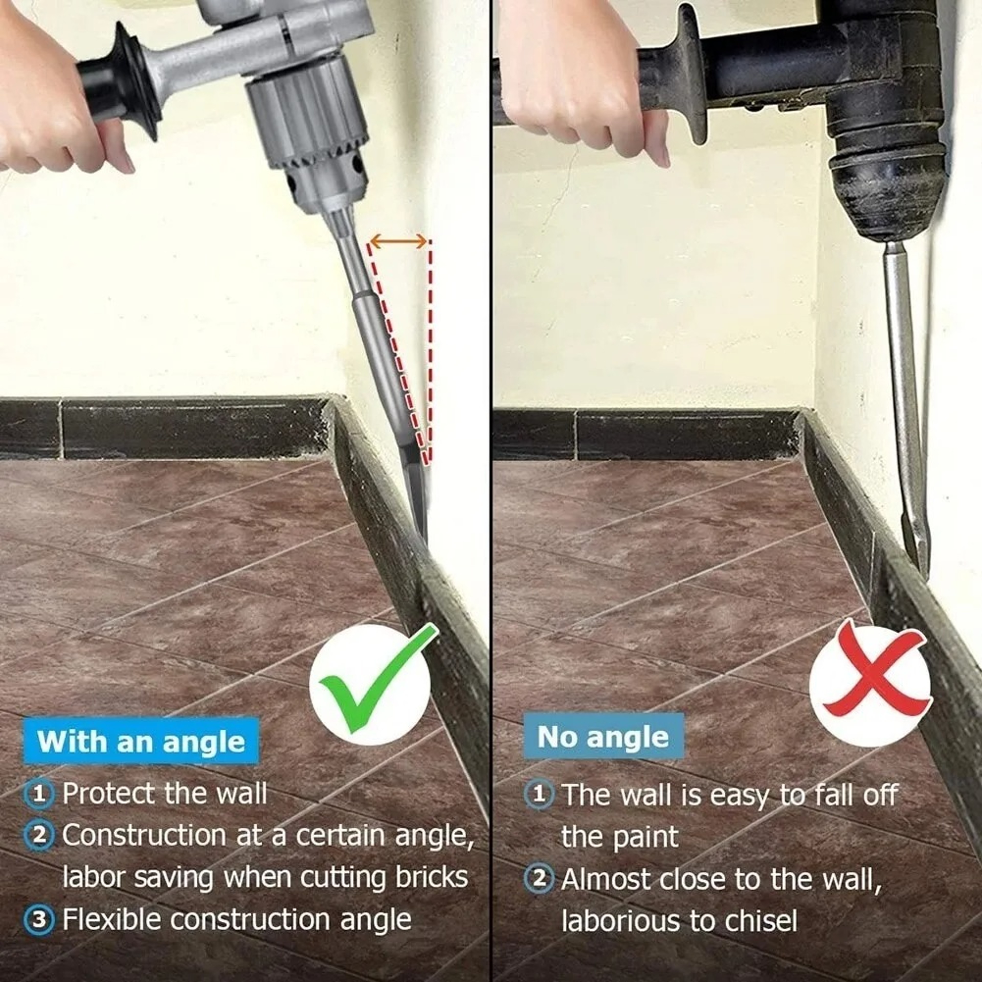 Professional SDS Plus Tile Chisel Bent Floor Tile Removal Tool for Rotary & Electric Hammers – view 6