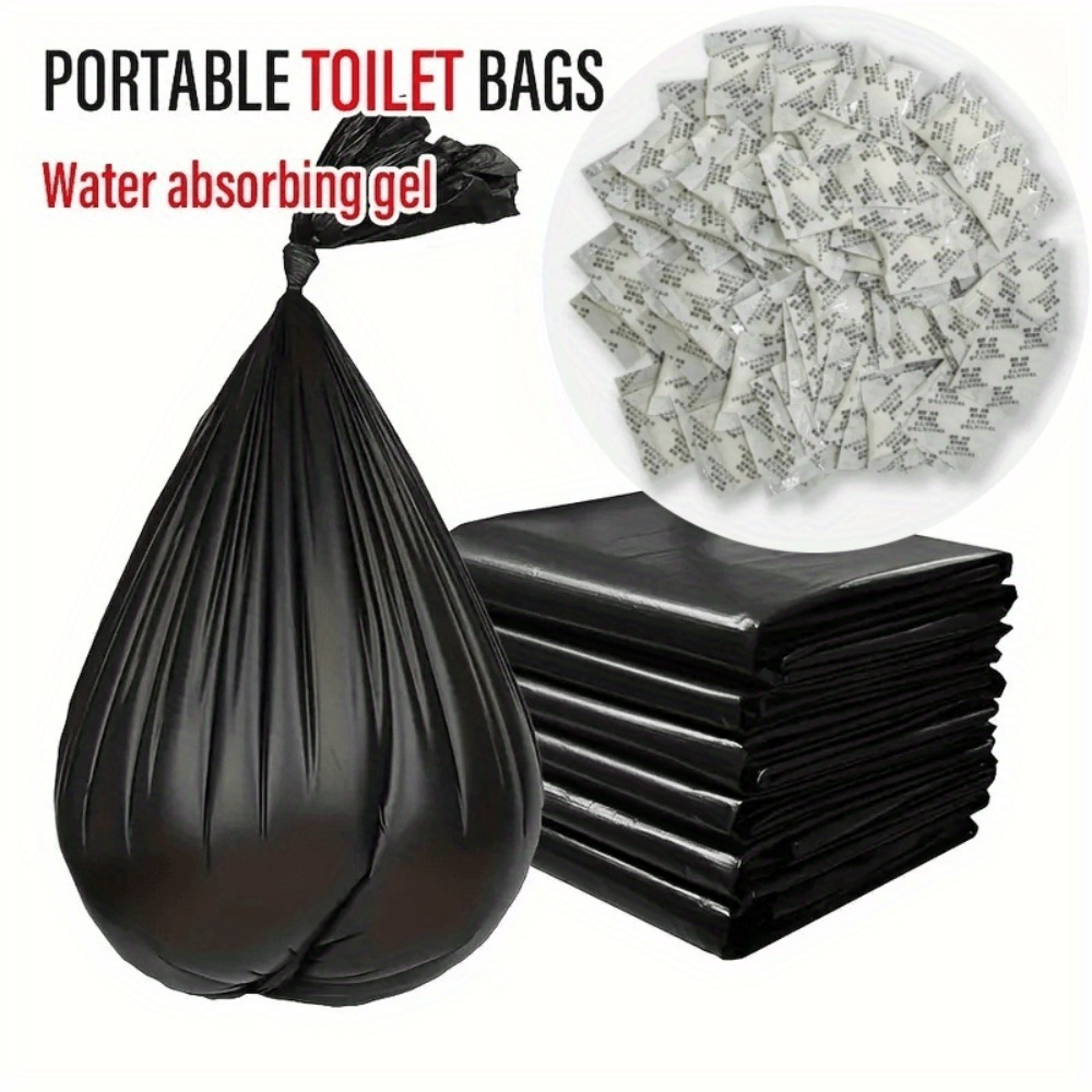 Portable Camping Toilet Kit with  Toilet Gel Packs &  Heavy Duty Camping Toilet Bags for Gallon Buckets – view 1