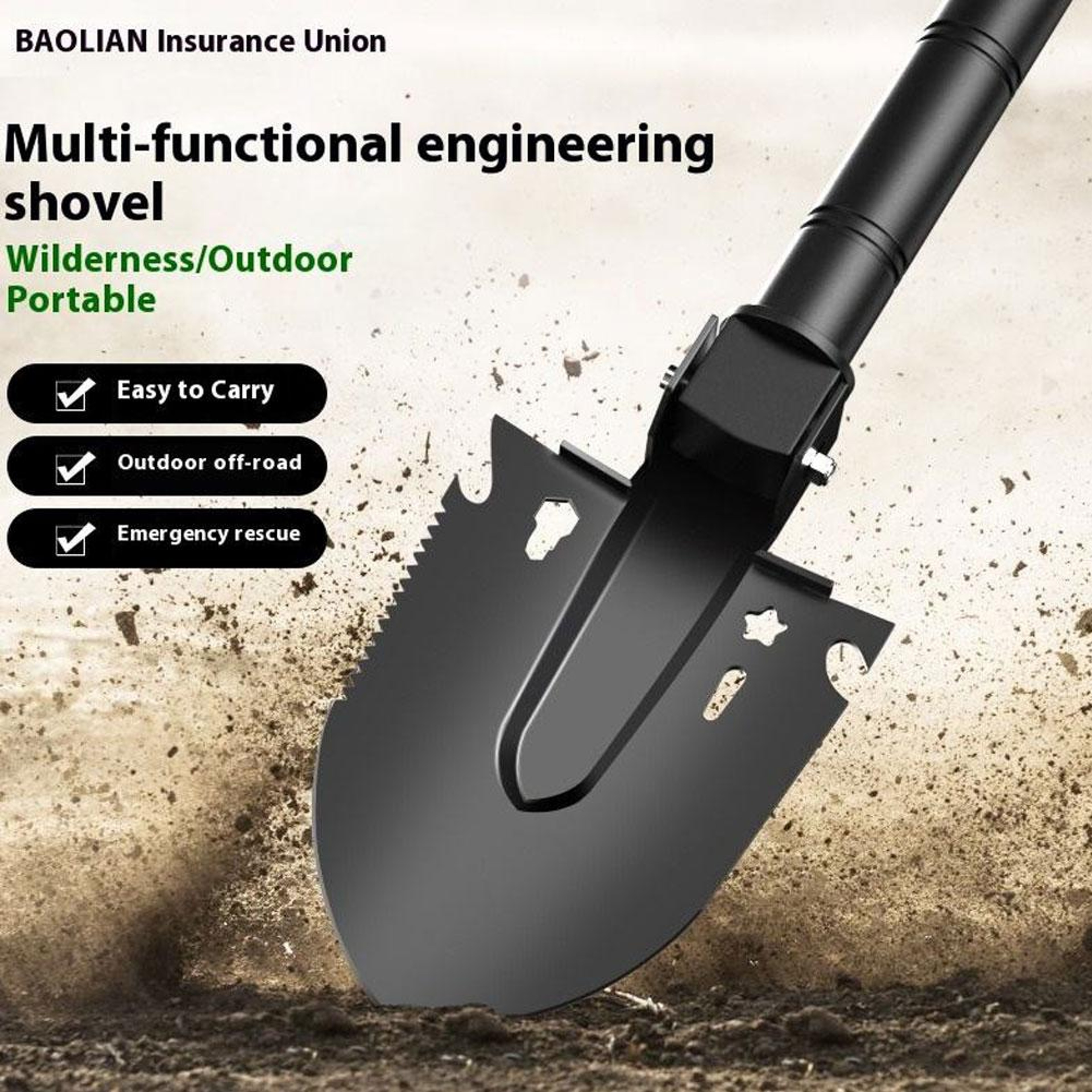 Portable Survival Shovel Multi Tool Folding Camping Shovel for Emergency, Off Road & Gardening – view 2