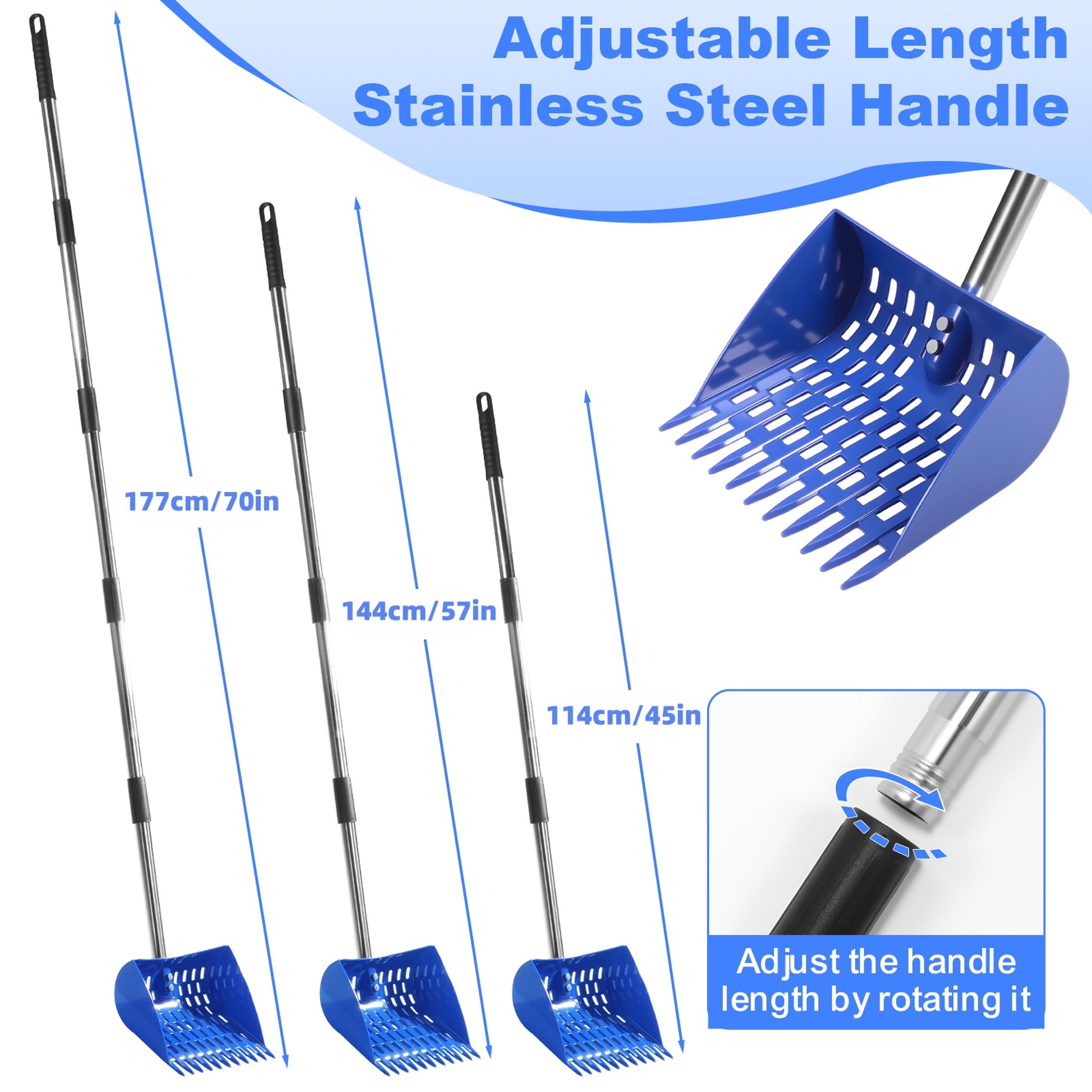 Chicken Coop Poop Scooper & Chicken Coop Rake with Adjustable Handle – view 3