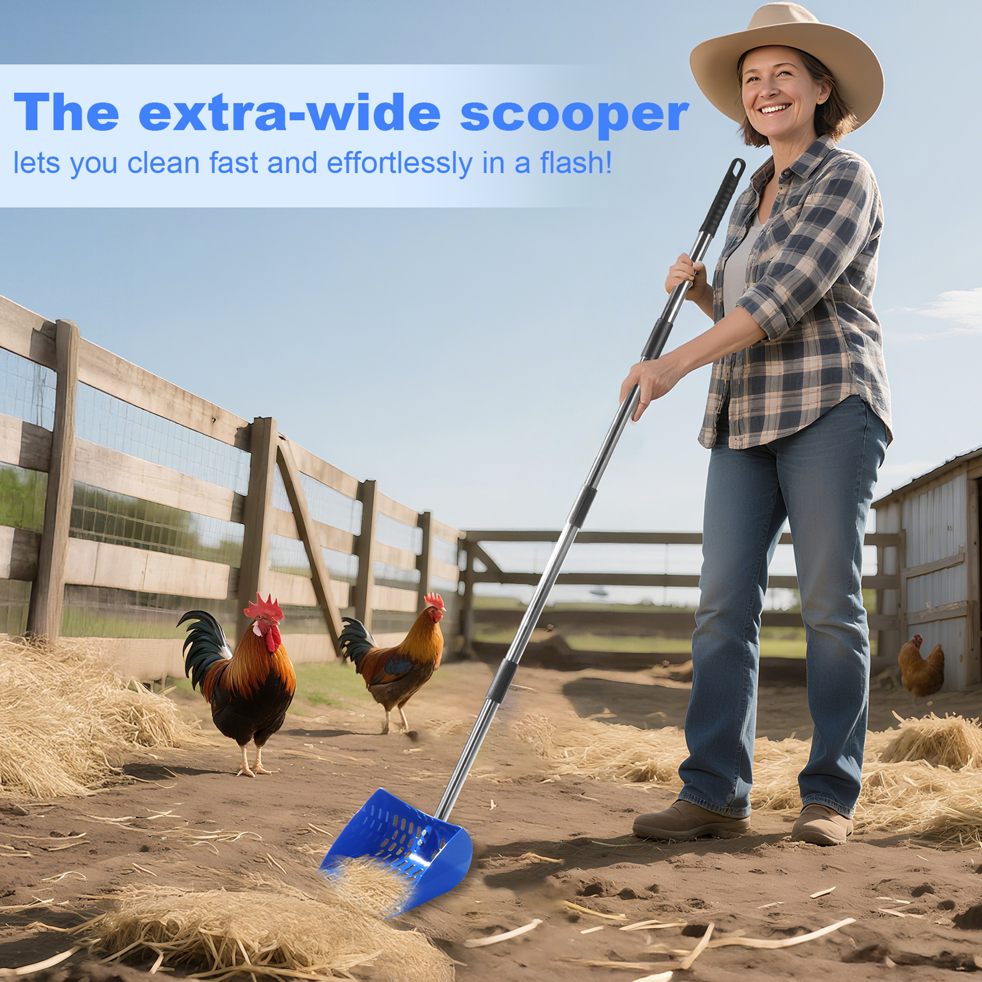 Chicken Coop Poop Scooper & Chicken Coop Rake with Adjustable Handle – view 4