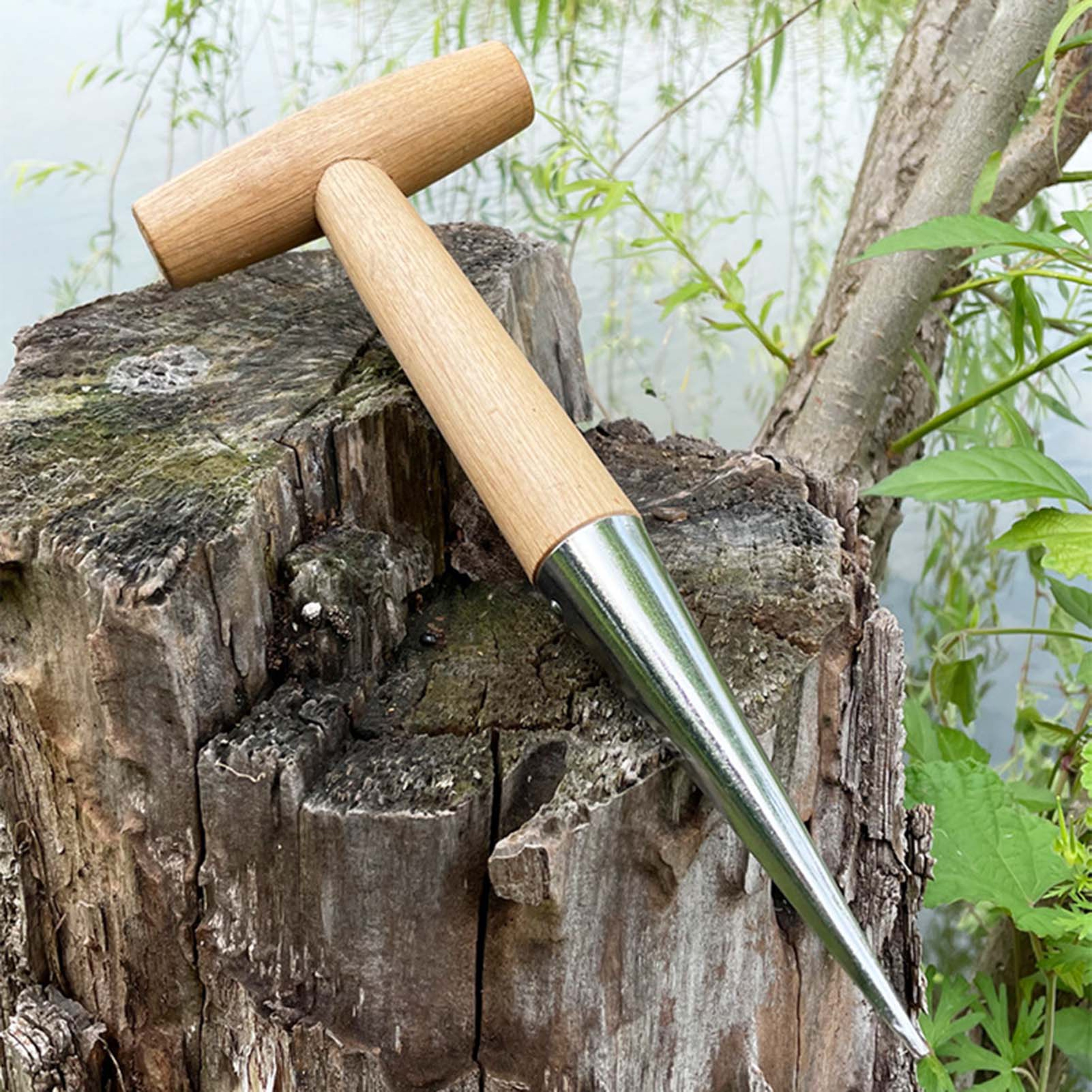 Heavy Duty Garden Dibber T Handle Seed Planting Tool for Bulbs, Seeds & Seedlings – view 1