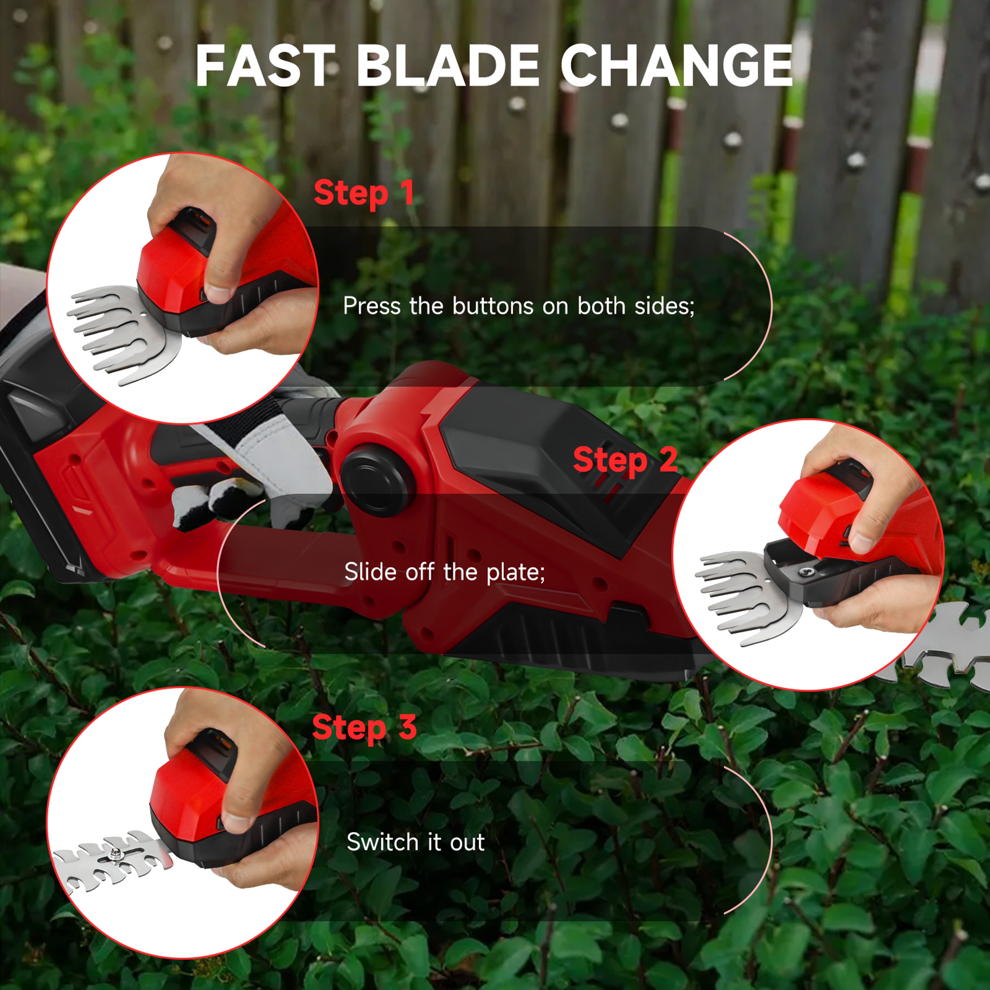2 in 1 Cordless Hedge Trimmer and Grass Shears Tool Only – view 6