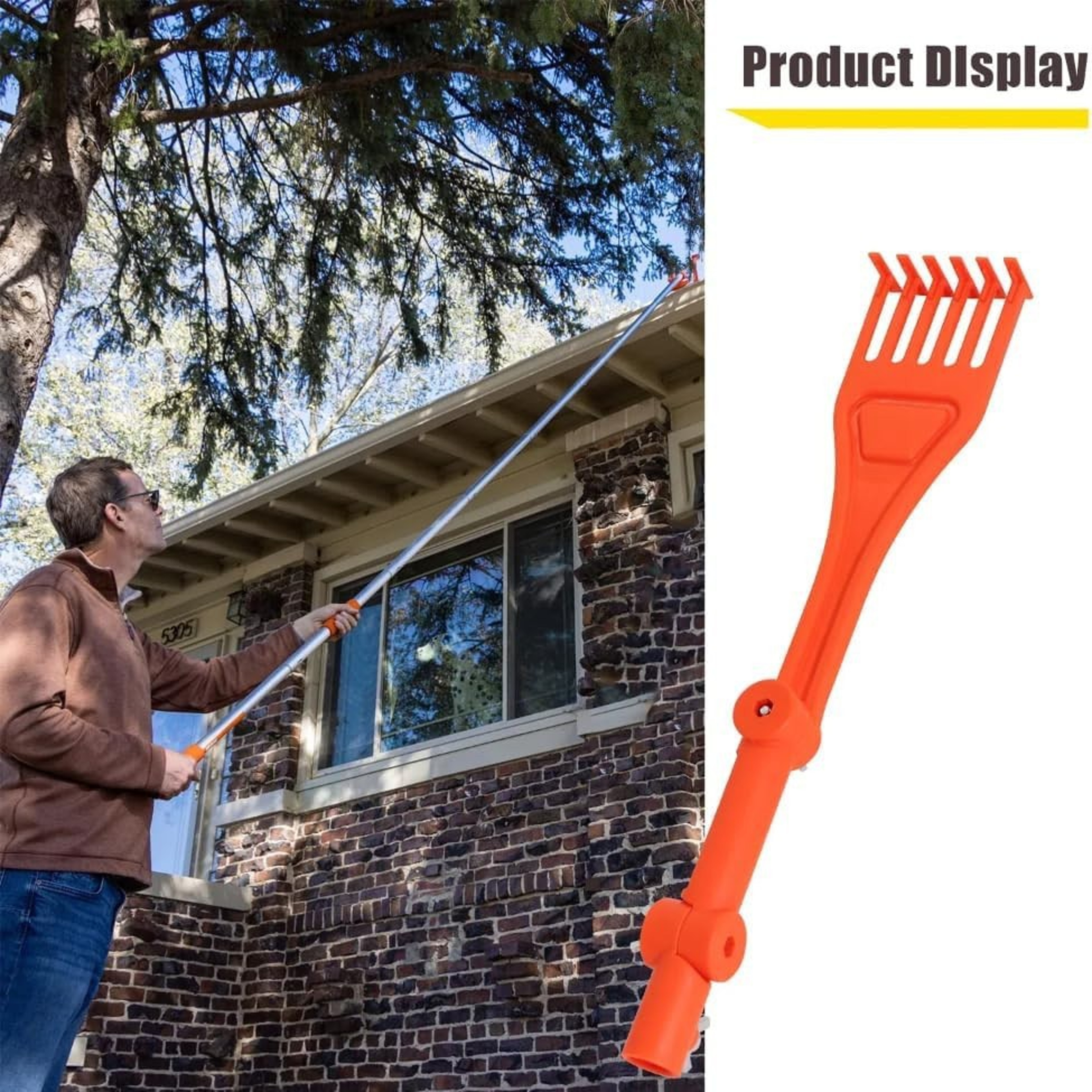Ground Reach Gutter Cleaning Tool With Rotatable Handle  Gutter Rake For Roof  Rain Gutters 1