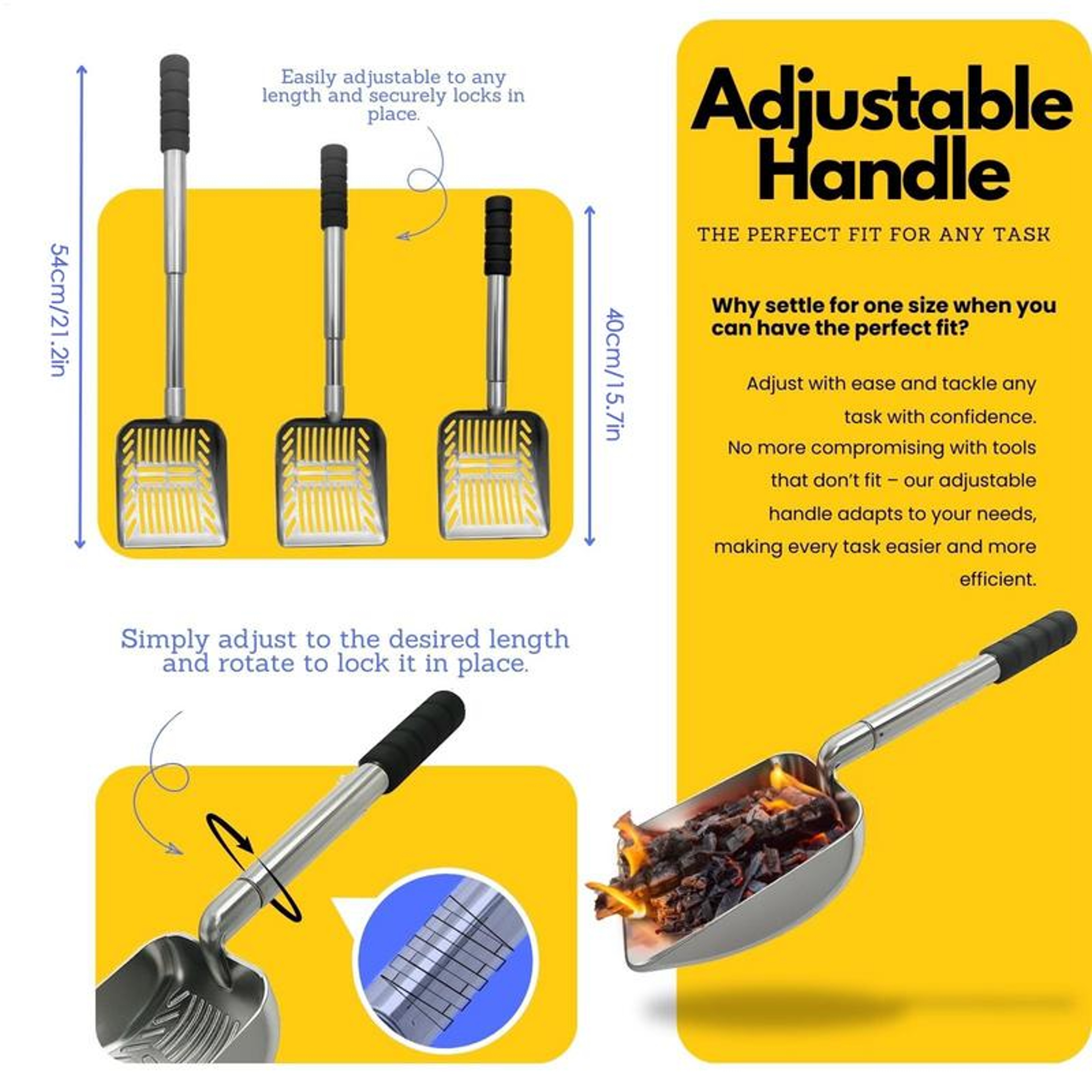 Heavy Duty Fireplace Ash Shovel & Ash Sifter for Wood Stoves, Fire Pits & BBQ Grills – view 2