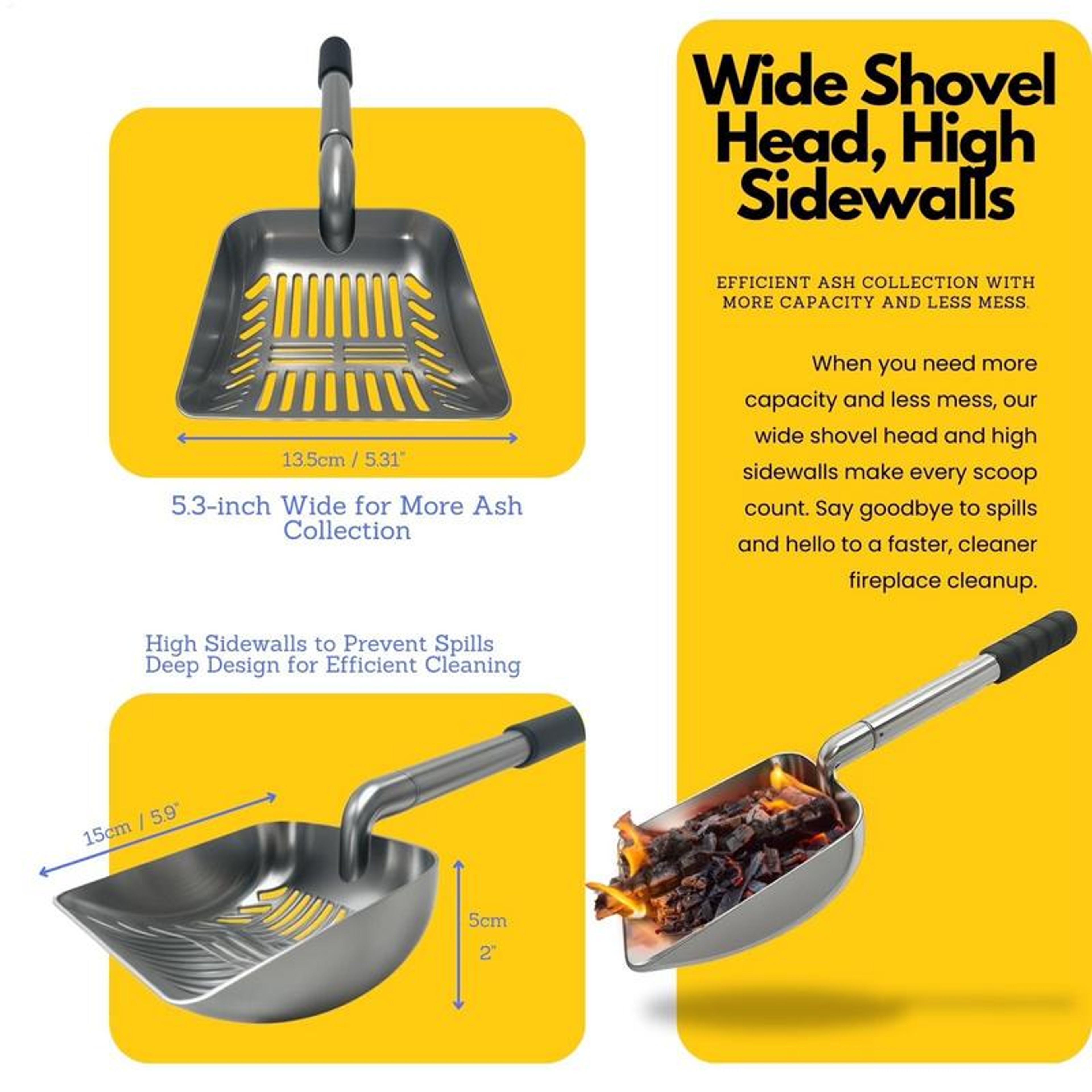 Heavy Duty Fireplace Ash Shovel & Ash Sifter for Wood Stoves, Fire Pits & BBQ Grills – view 5