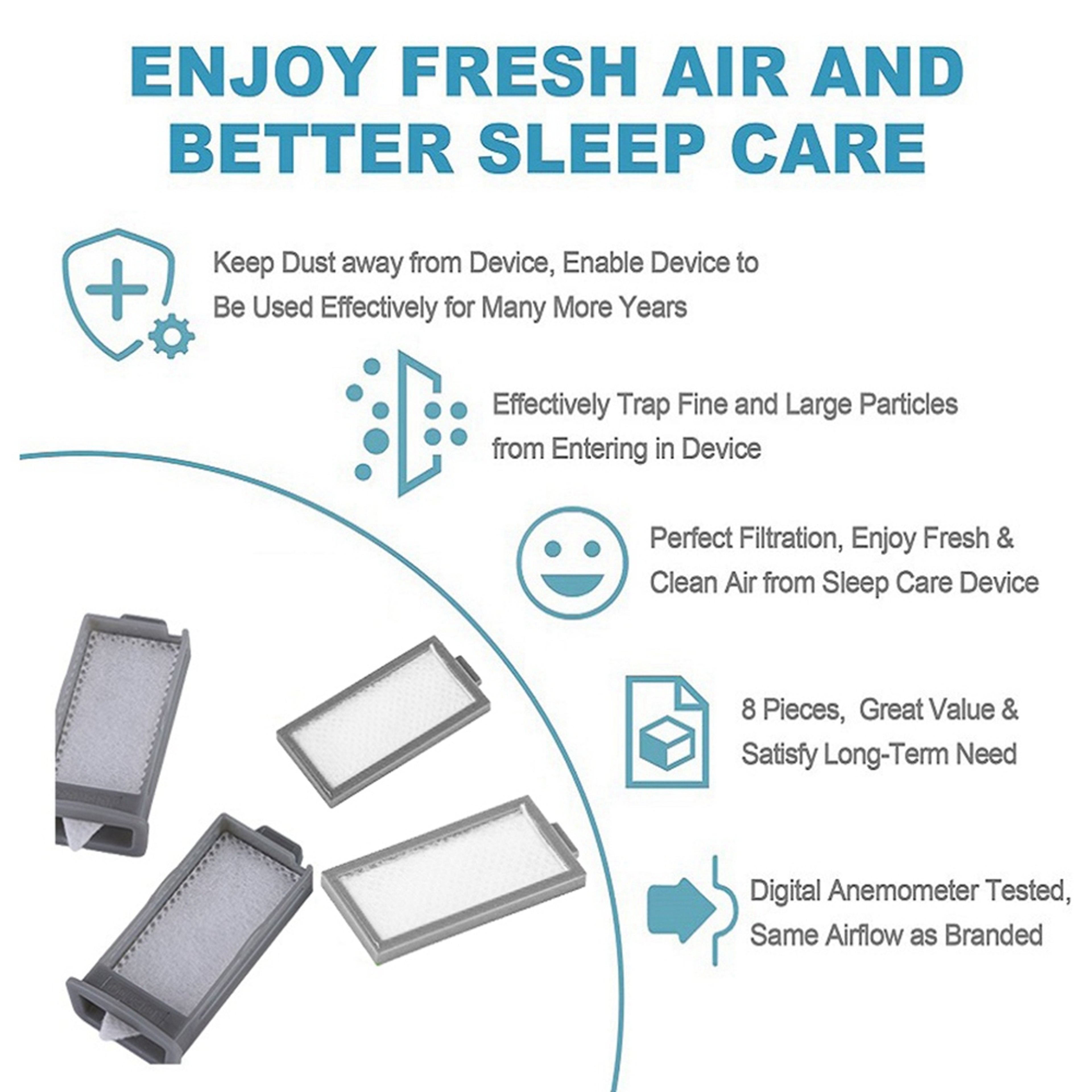 DreamStation CPAP Filters Set Reusable Pollen  Ultra Fine CPAP Replacement Filters For Philips Resp 2