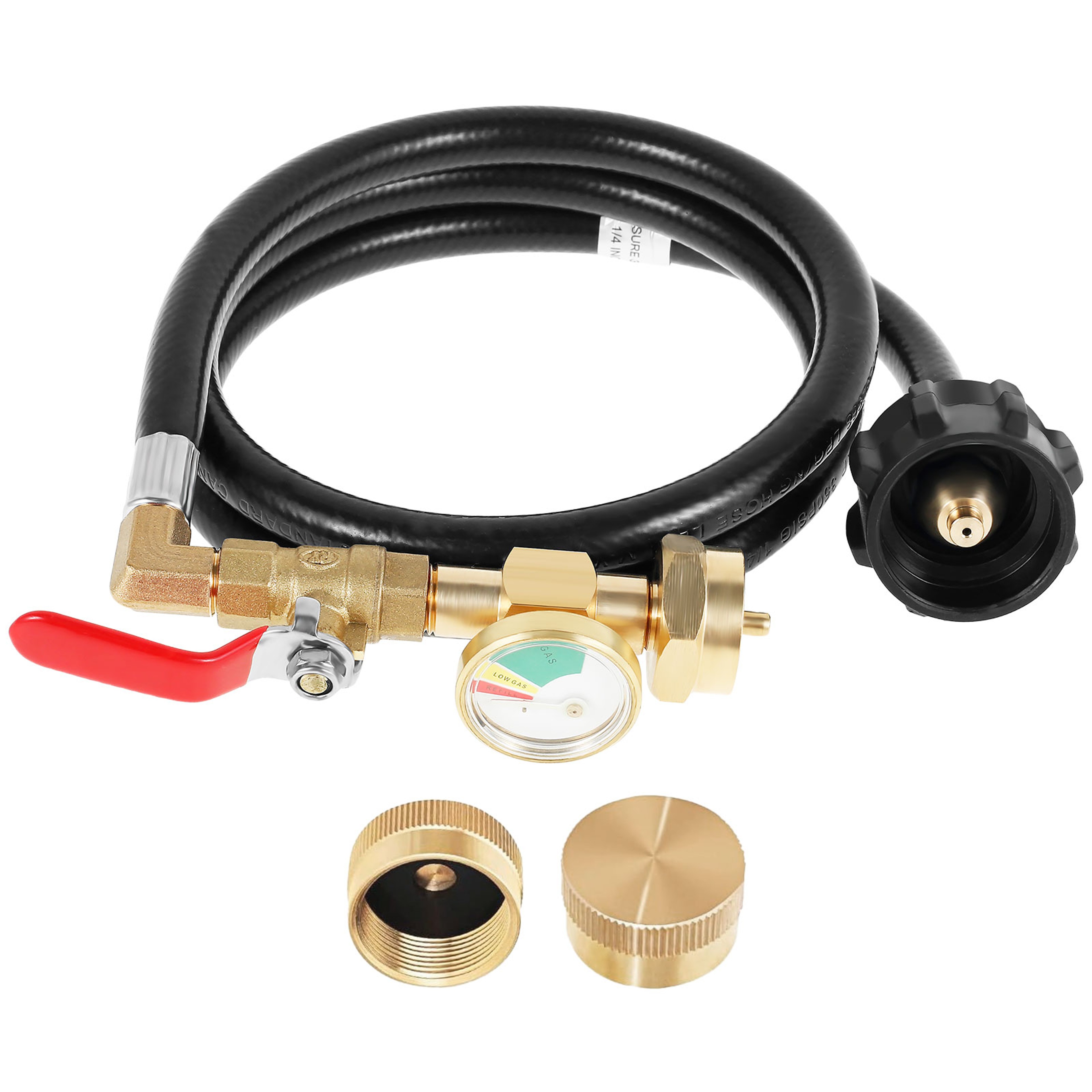 Inch Propane Refill Adapter Hose with Pressure Gauge & Brass Propane Tank Adapter Valve – view 1