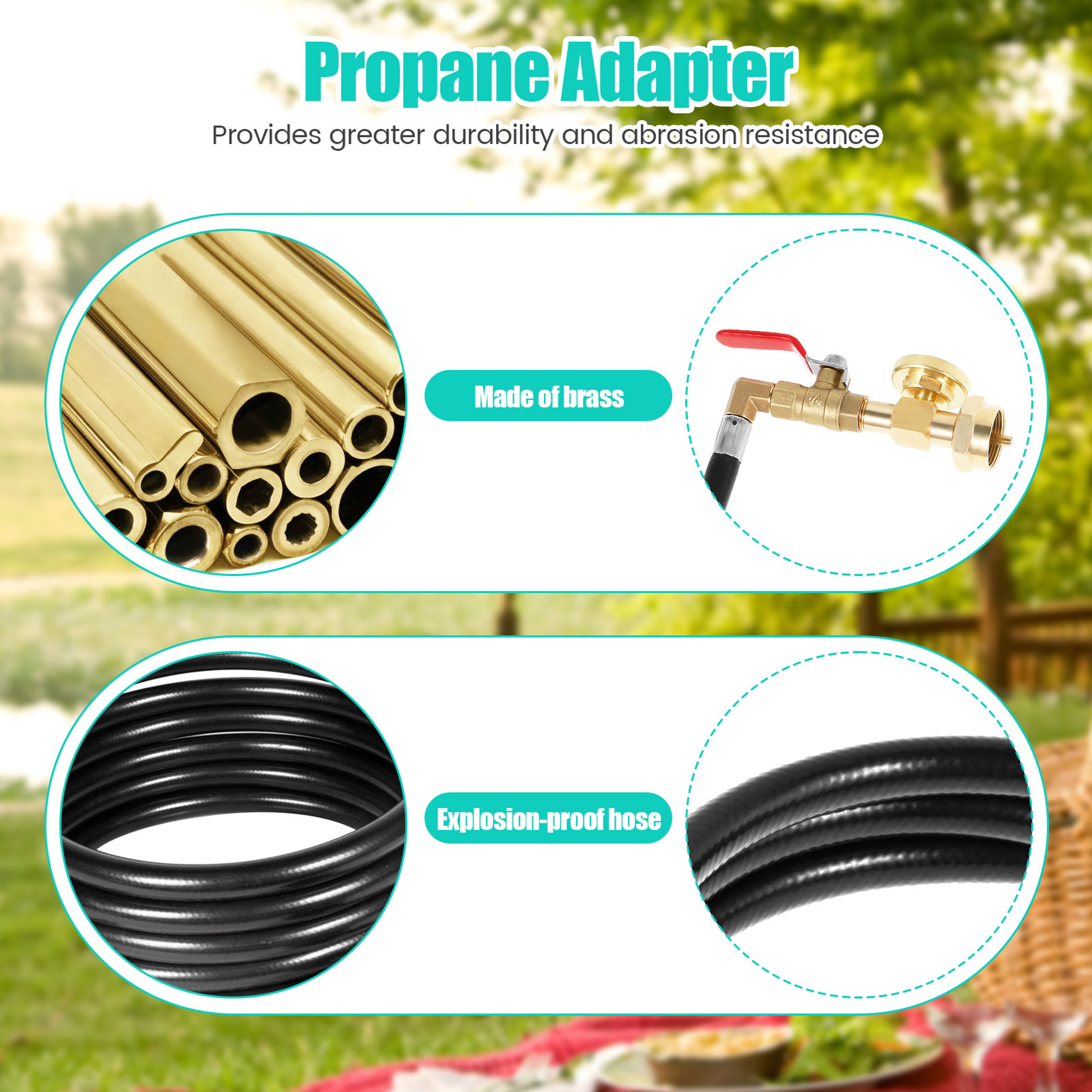 Inch Propane Refill Adapter Hose with Pressure Gauge & Brass Propane Tank Adapter Valve – view 2
