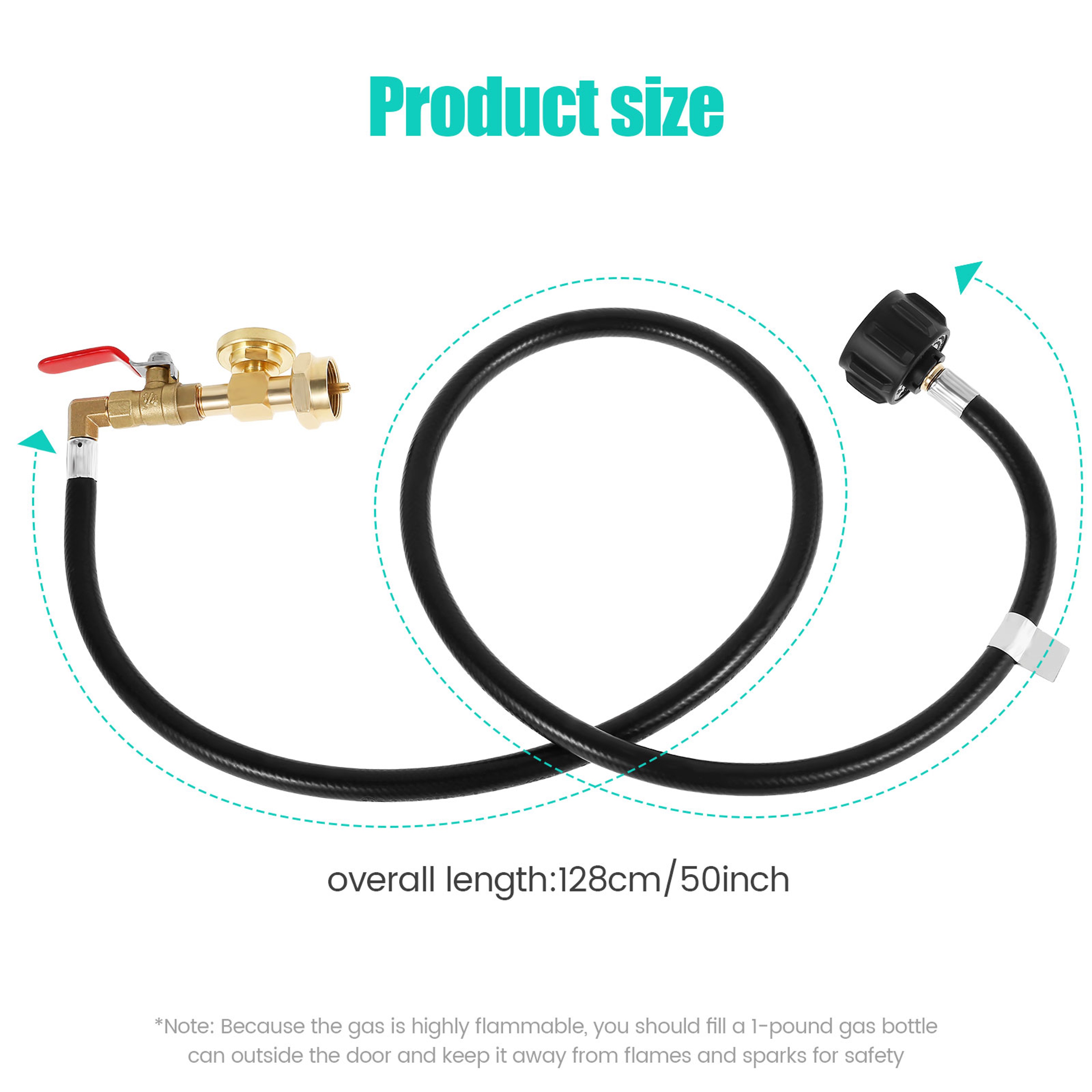 Inch Propane Refill Adapter Hose with Pressure Gauge & Brass Propane Tank Adapter Valve – view 7