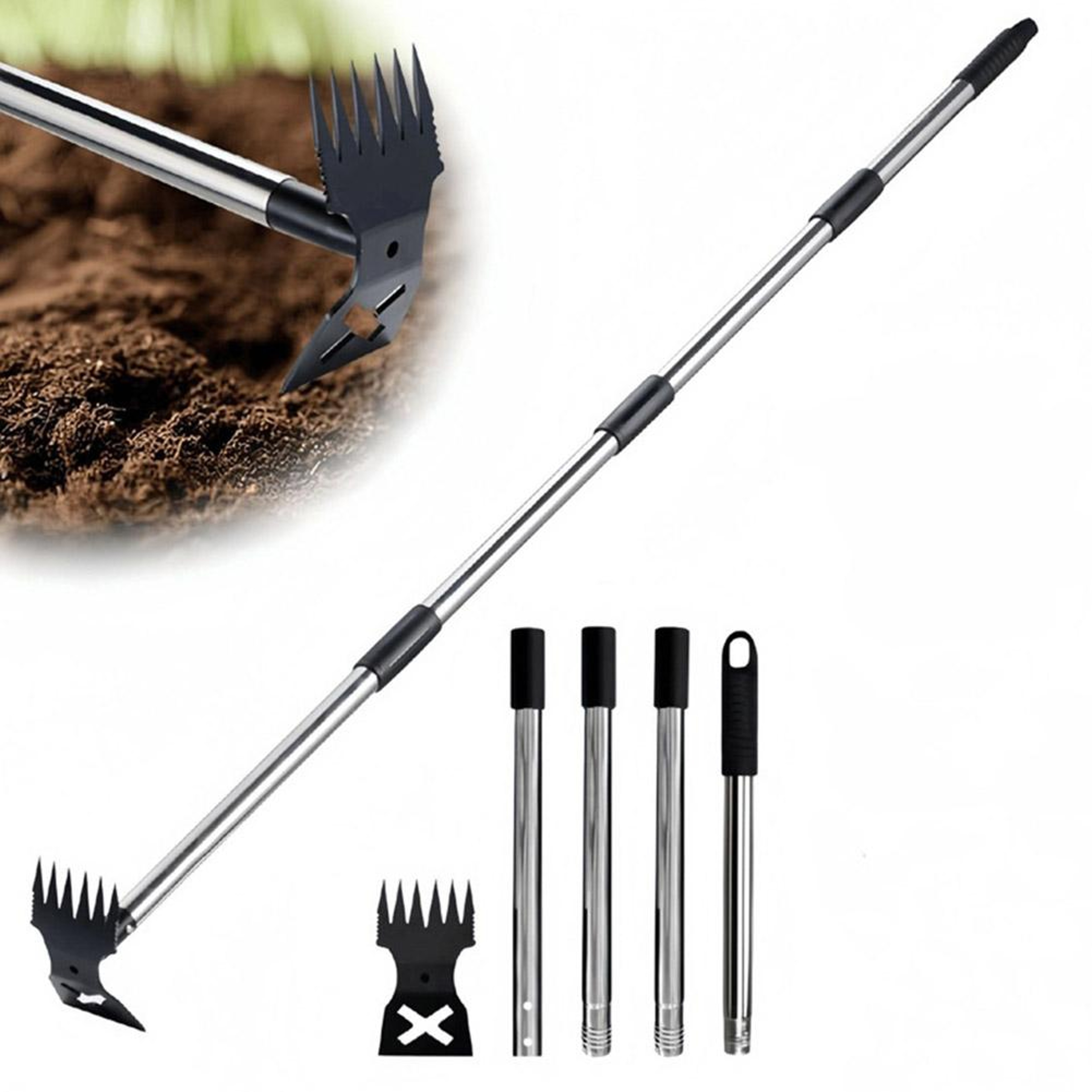 Heavy Duty Garden Hoe  Garden Cultivator With Adjustable Handle Dual Head Stirrup Weeding Tool 1