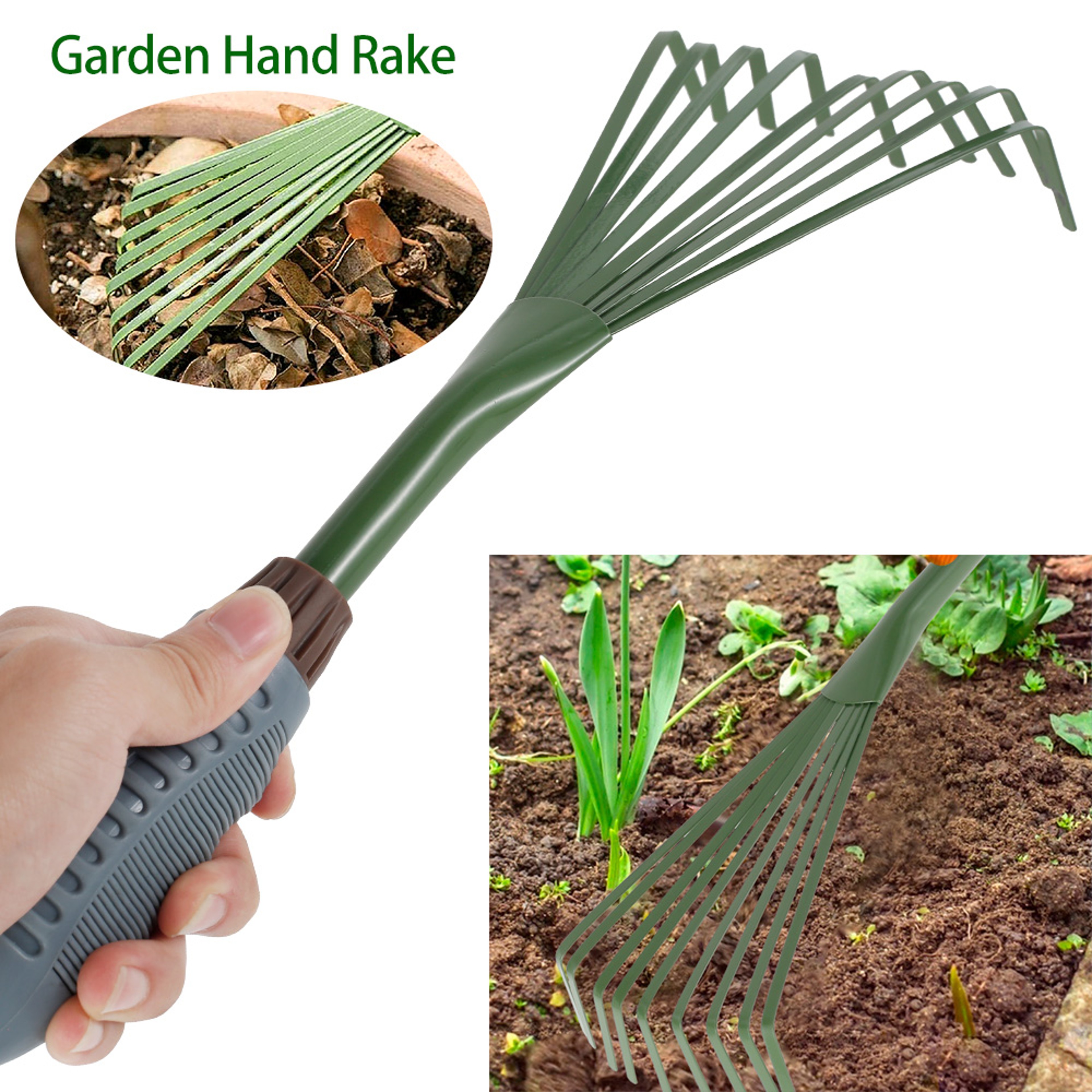 Garden Leaf Rake Heavy Duty Hand Garden Rake for Leaves, Weeds & Yard Cleanup – view 1