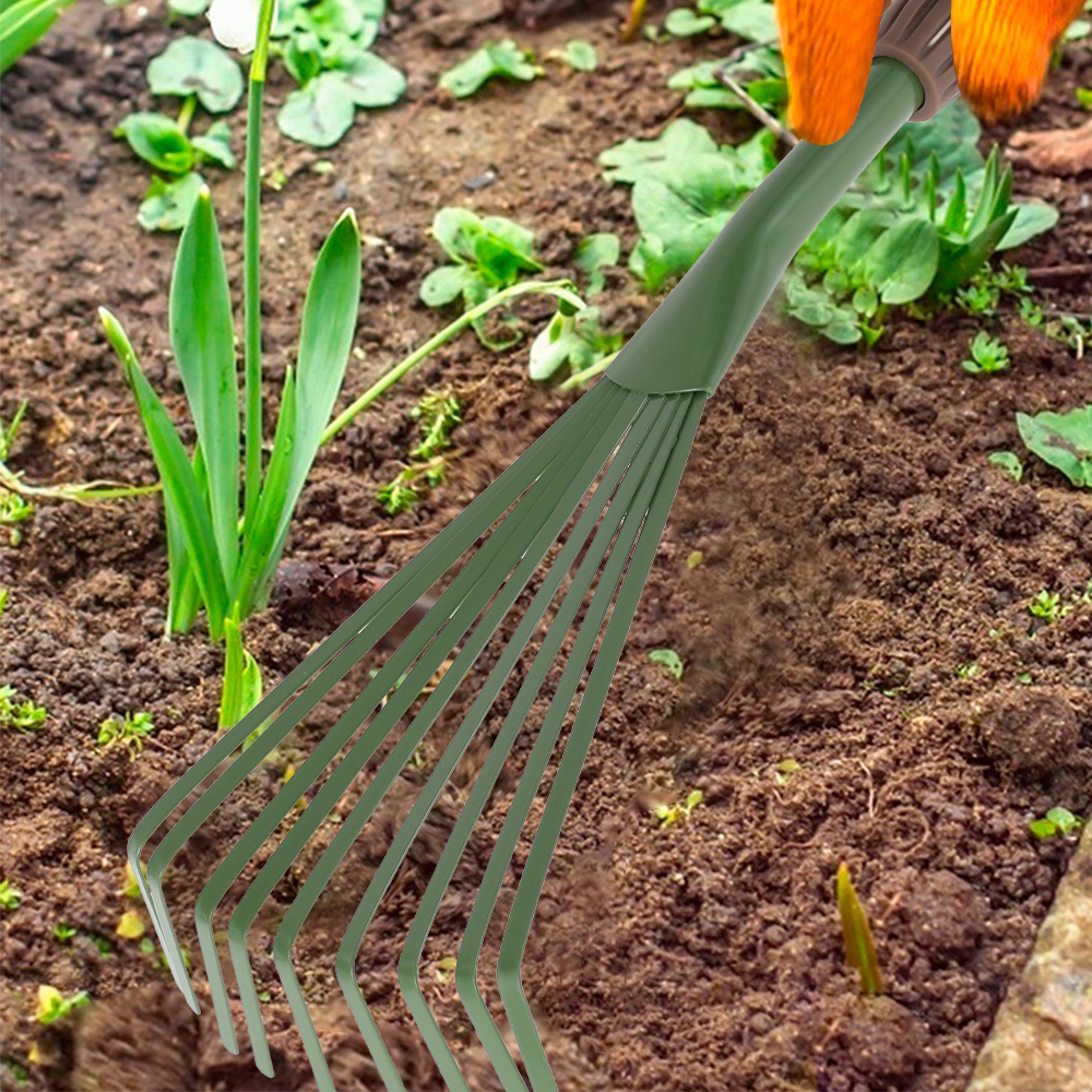 Garden Leaf Rake Heavy Duty Hand Garden Rake for Leaves, Weeds & Yard Cleanup – view 3