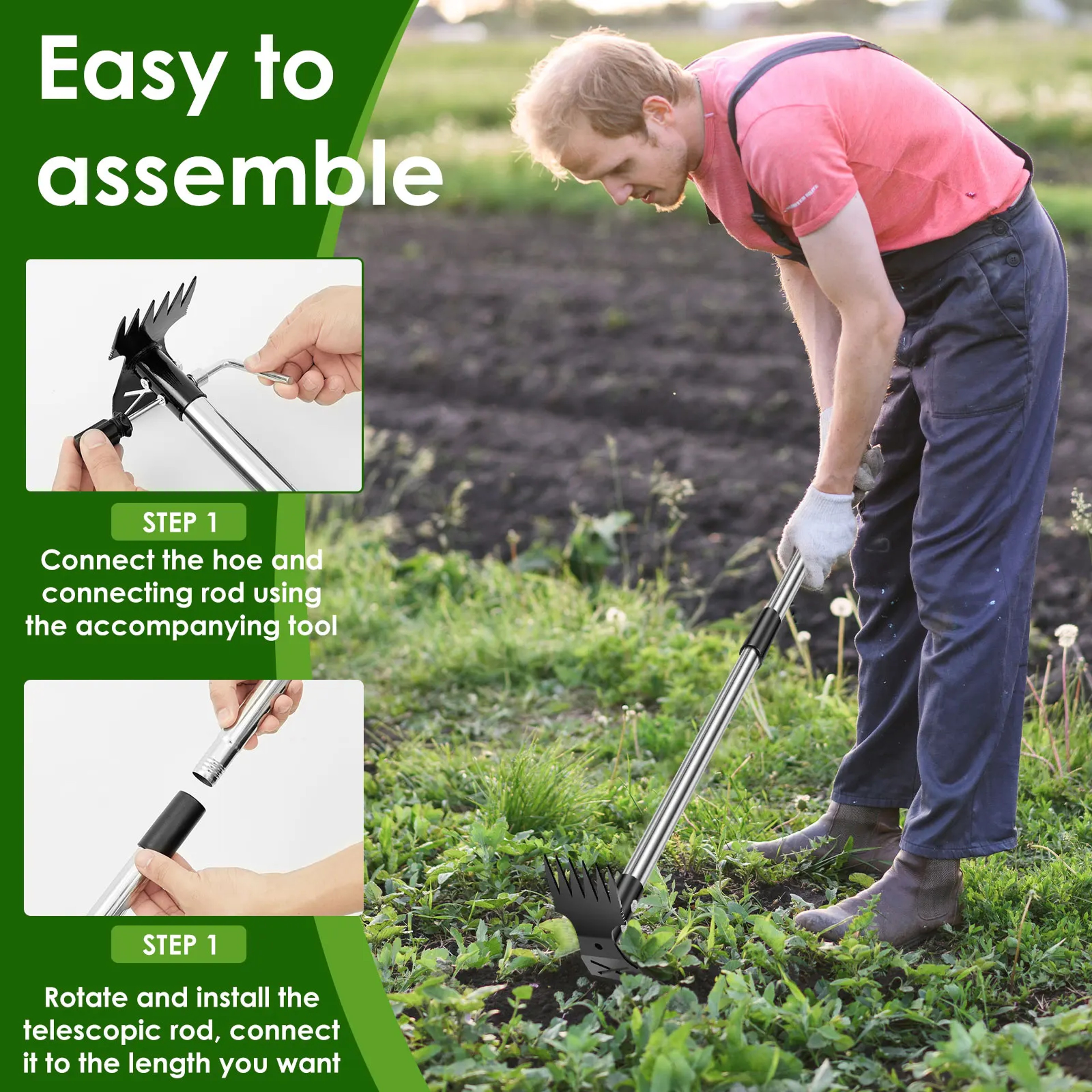 Heavy Duty Thatch Rake Stainless Steel Garden Weed Remover & Lawn Dethatching Tool – view 5