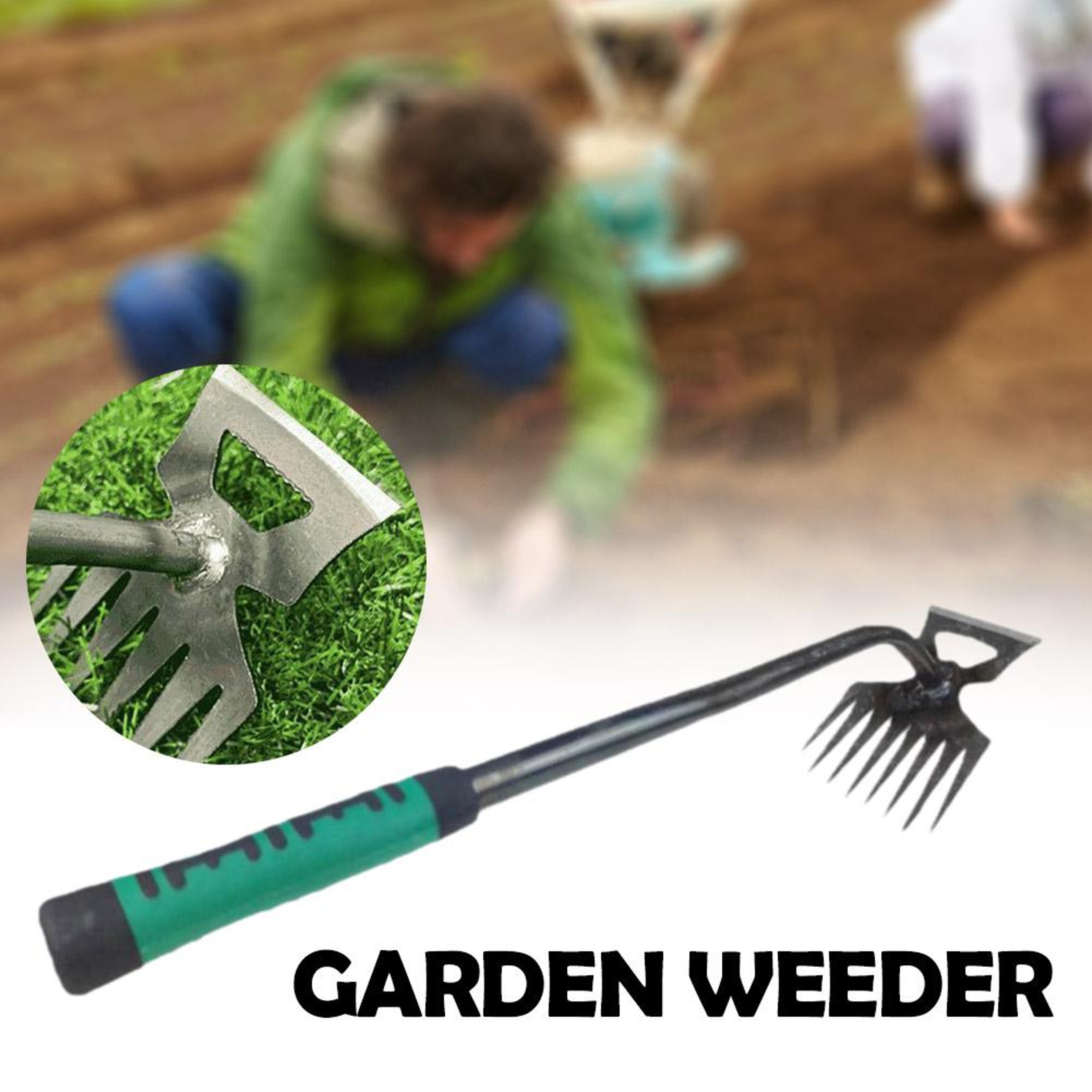 Garden Weed Puller  Garden Rake Heavy Duty Manganese Steel Soil Digging Tool 1
