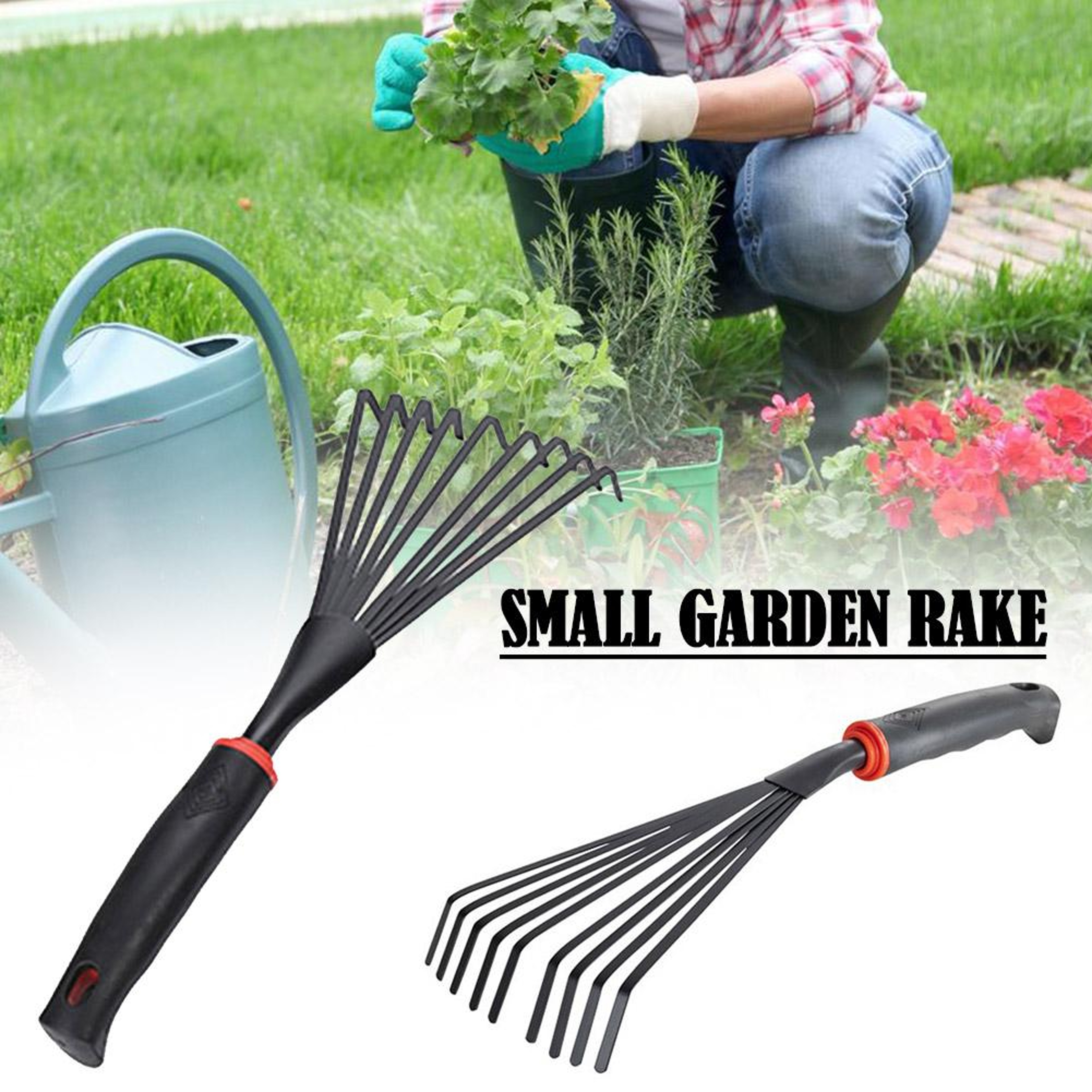Steel Hand Garden Rake for Weeding, Soil Loosening & Flower Bed Gardening – view 1