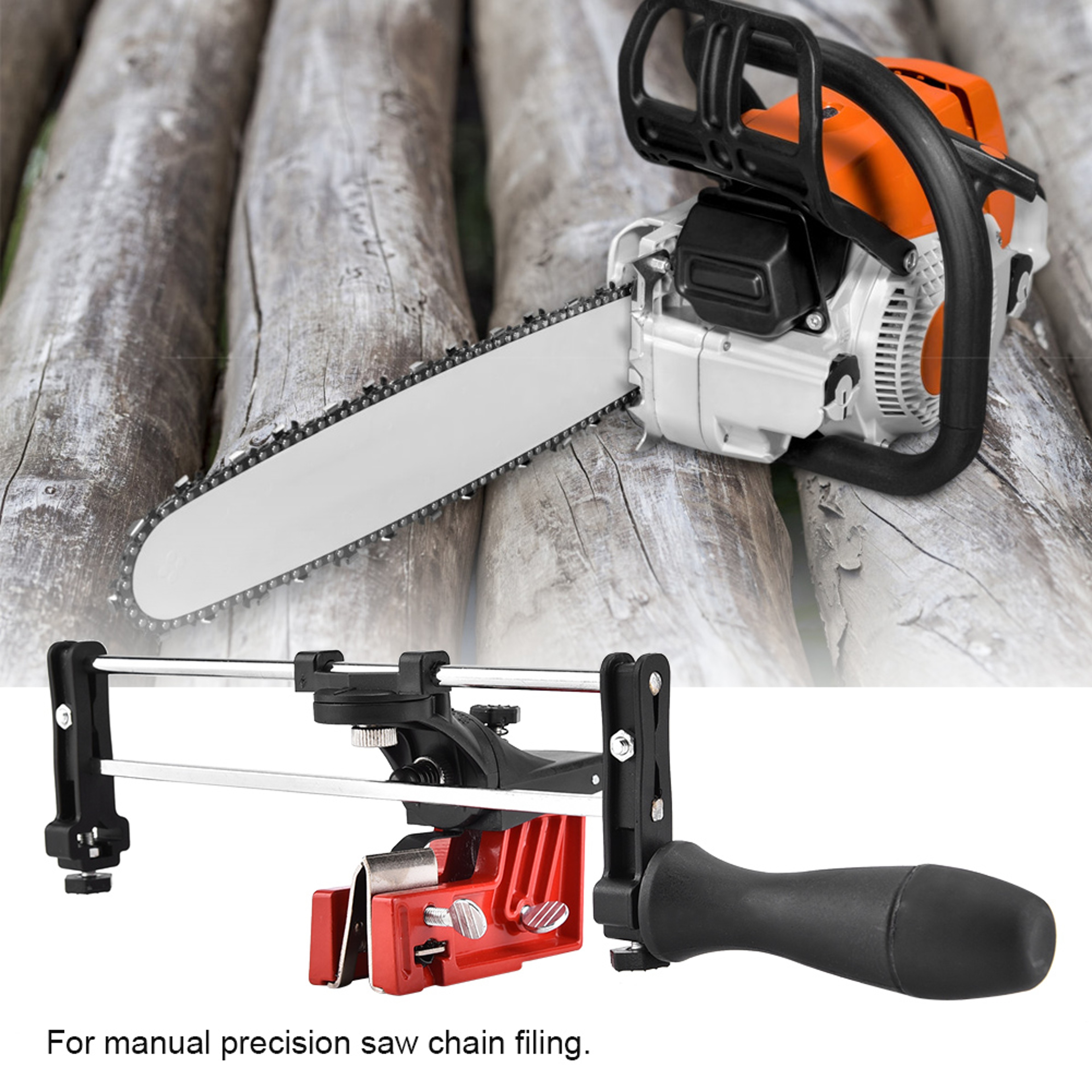 Bar Mounted Chainsaw Chain Sharpener Manual Filing Guide Tool – view 1