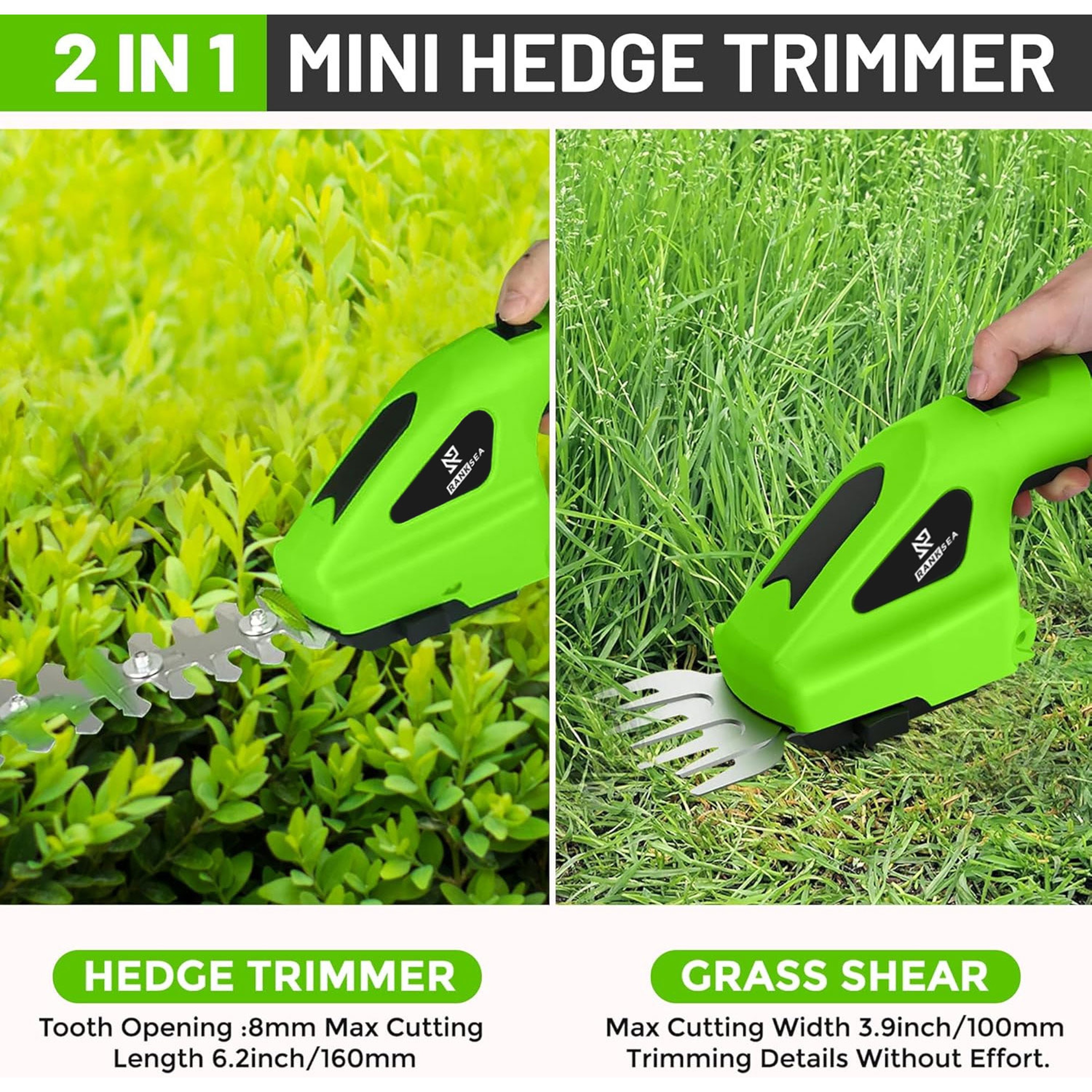Cordless Electric Hedge Trimmer & Grass Shear Rechargeable Handheld Garden Pruning Tool – view 3