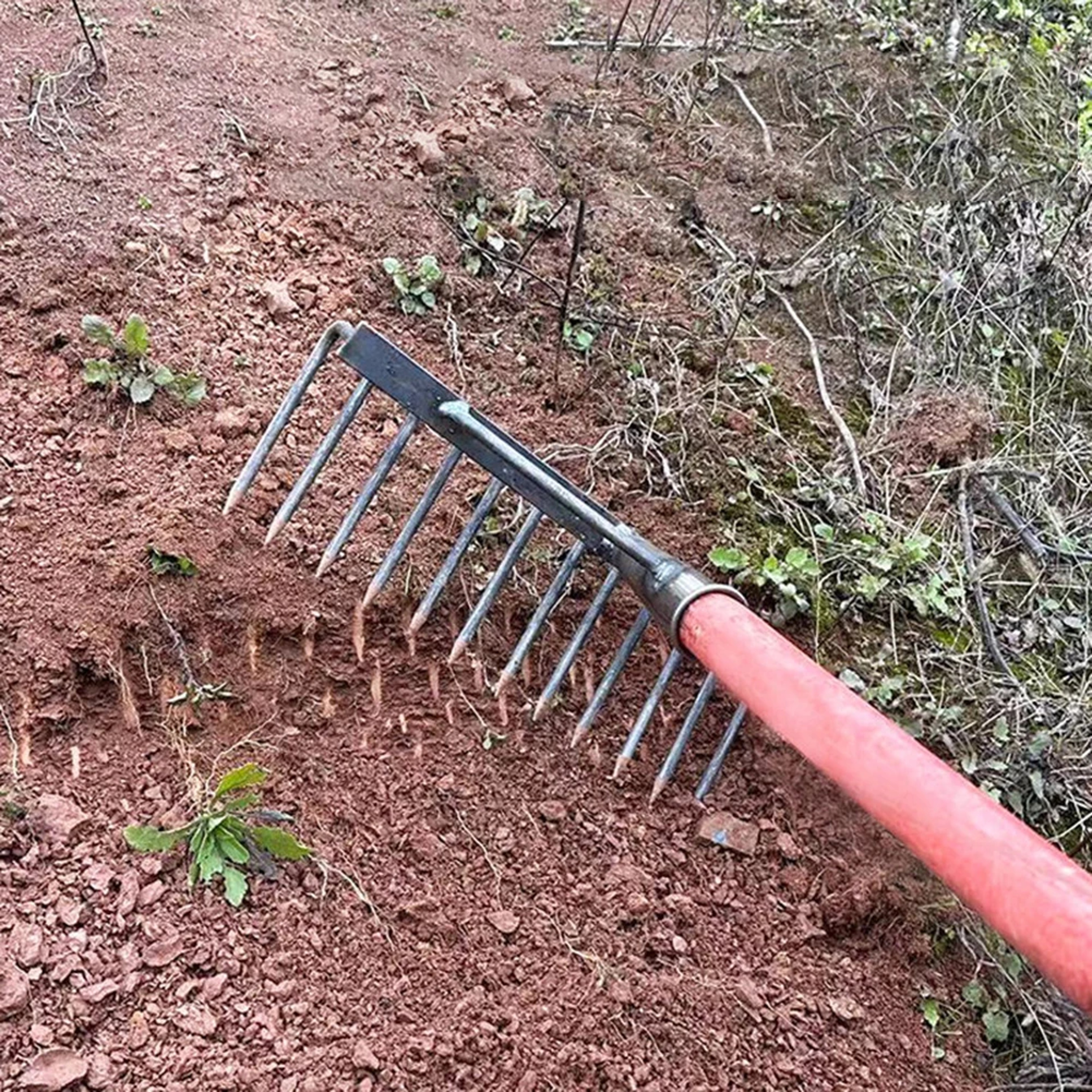 High Carbon Steel Garden Rake For Weeding  Soil Loosening Teeth Heavy Duty Hand Cultivator 2