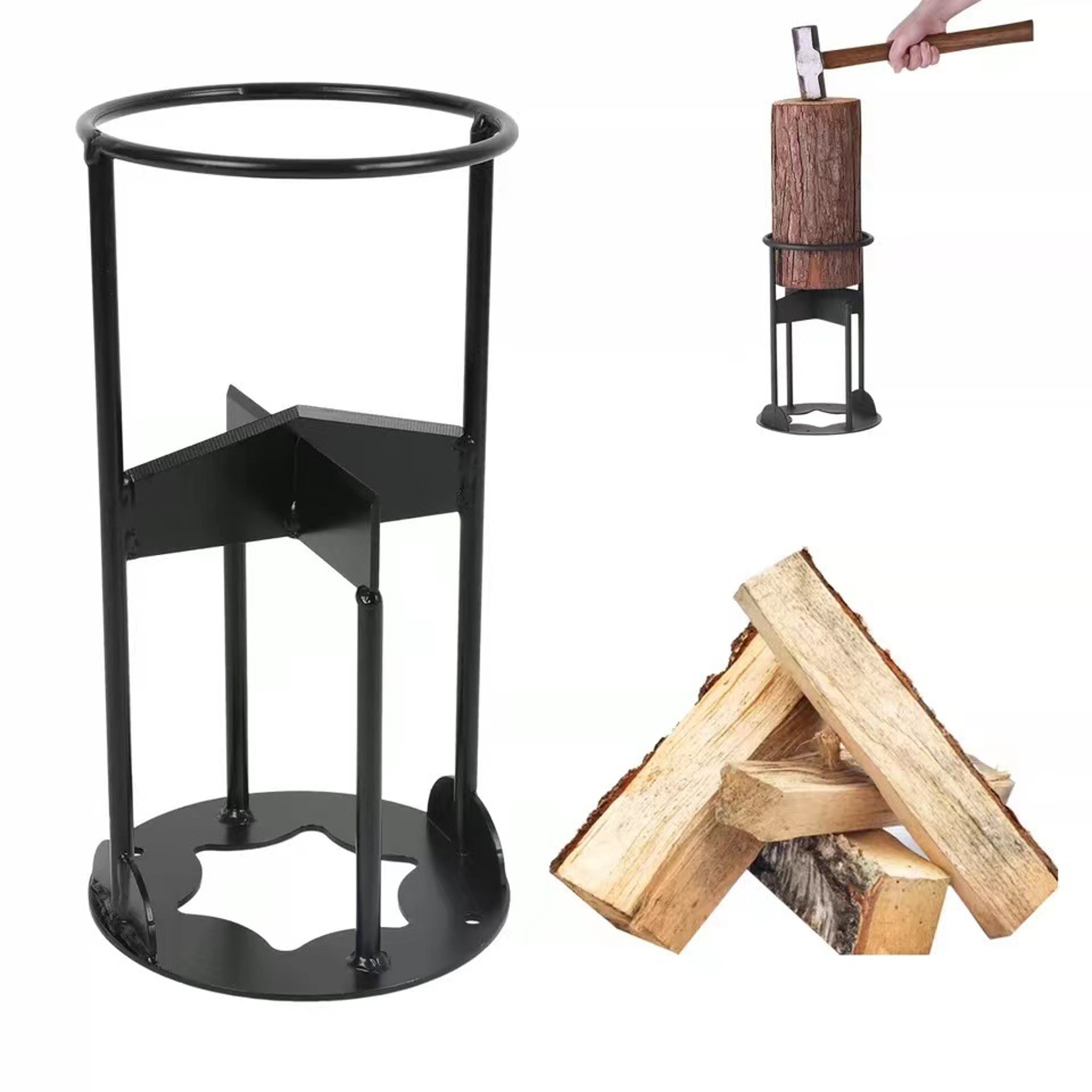 Portable Firewood Splitter Manual Log Splitting Wedge for Safe & Effortless Kindling – view 1