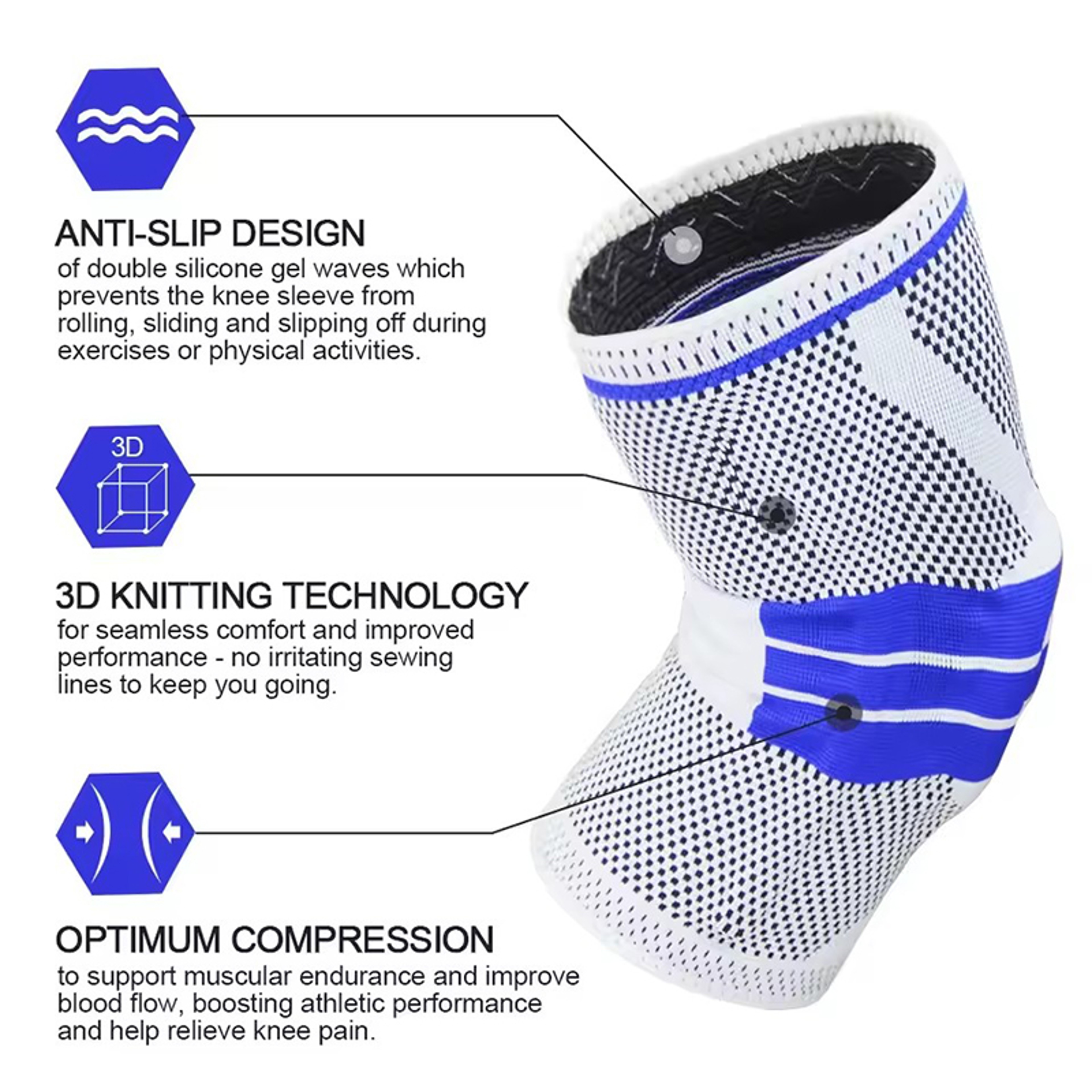 Silicone Patella Knee Compression Sleeve Arthritis Support Brace For Sports Joint Protection 2