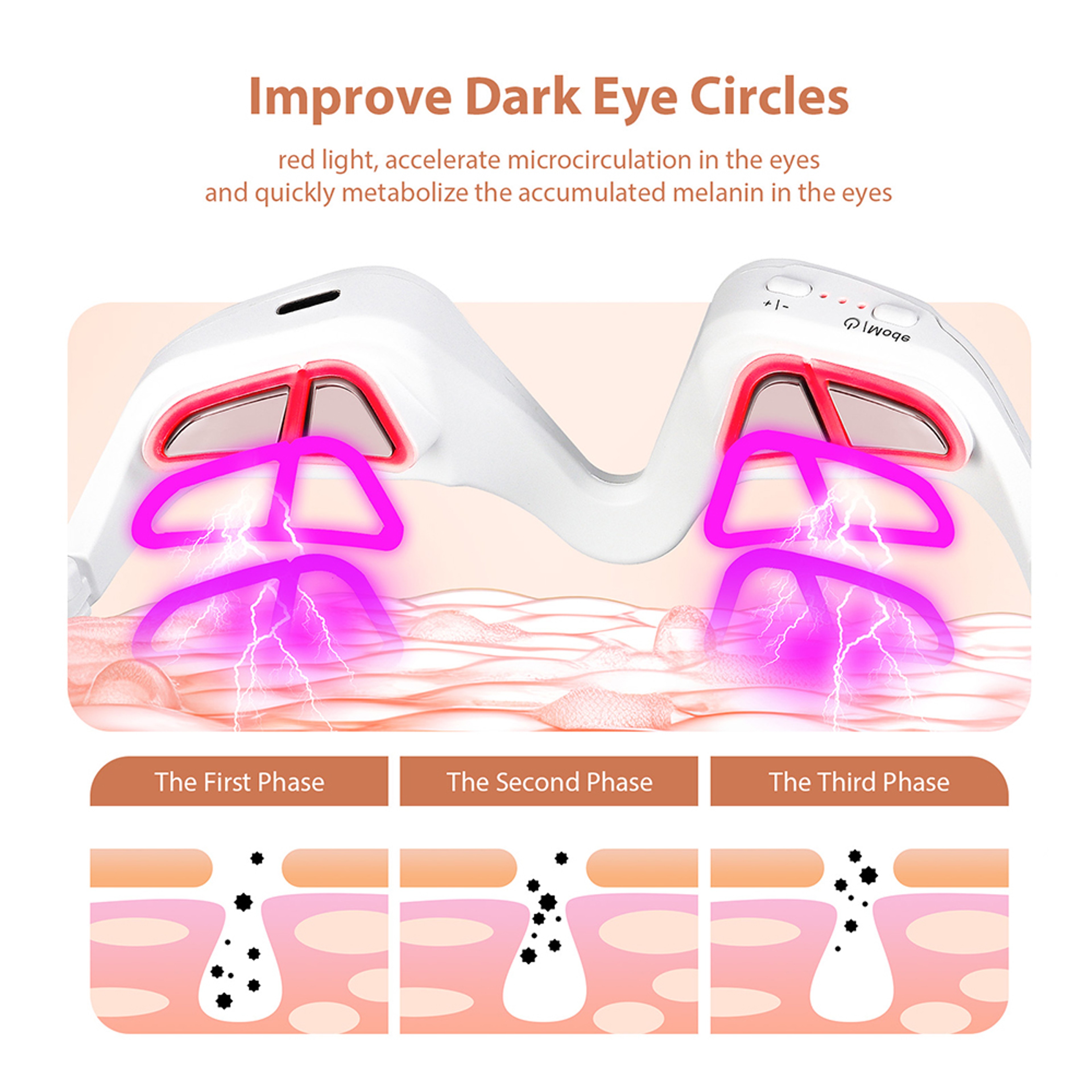 3D Red Light Therapy Eye Massager Glasses For Dark Circles And Eye Fatigue Relief 3