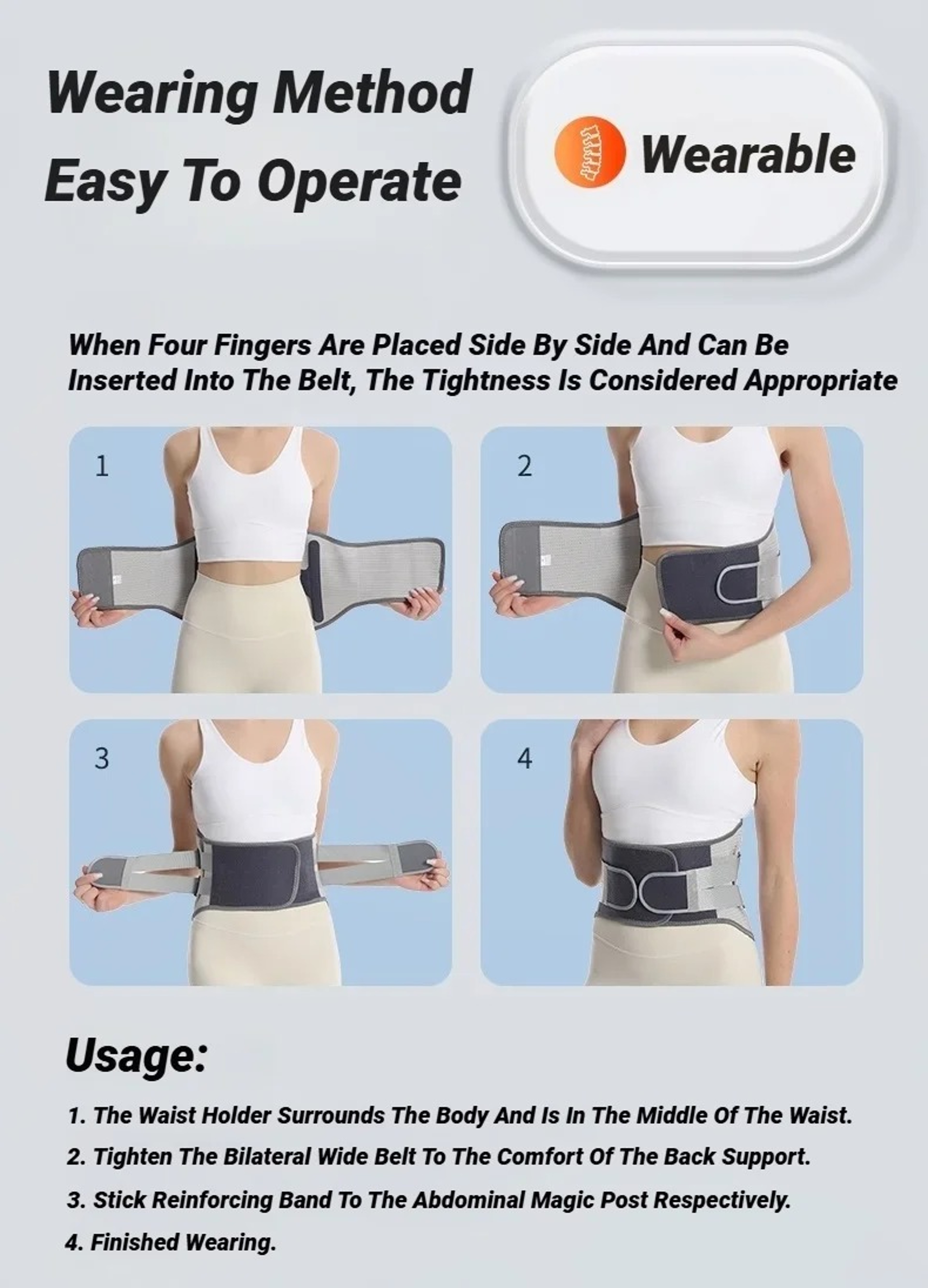 Adjustable Lumbar Support Belt for Lower Back Pain Relief Posture Corrector Back Brace for Men and Women – view 6