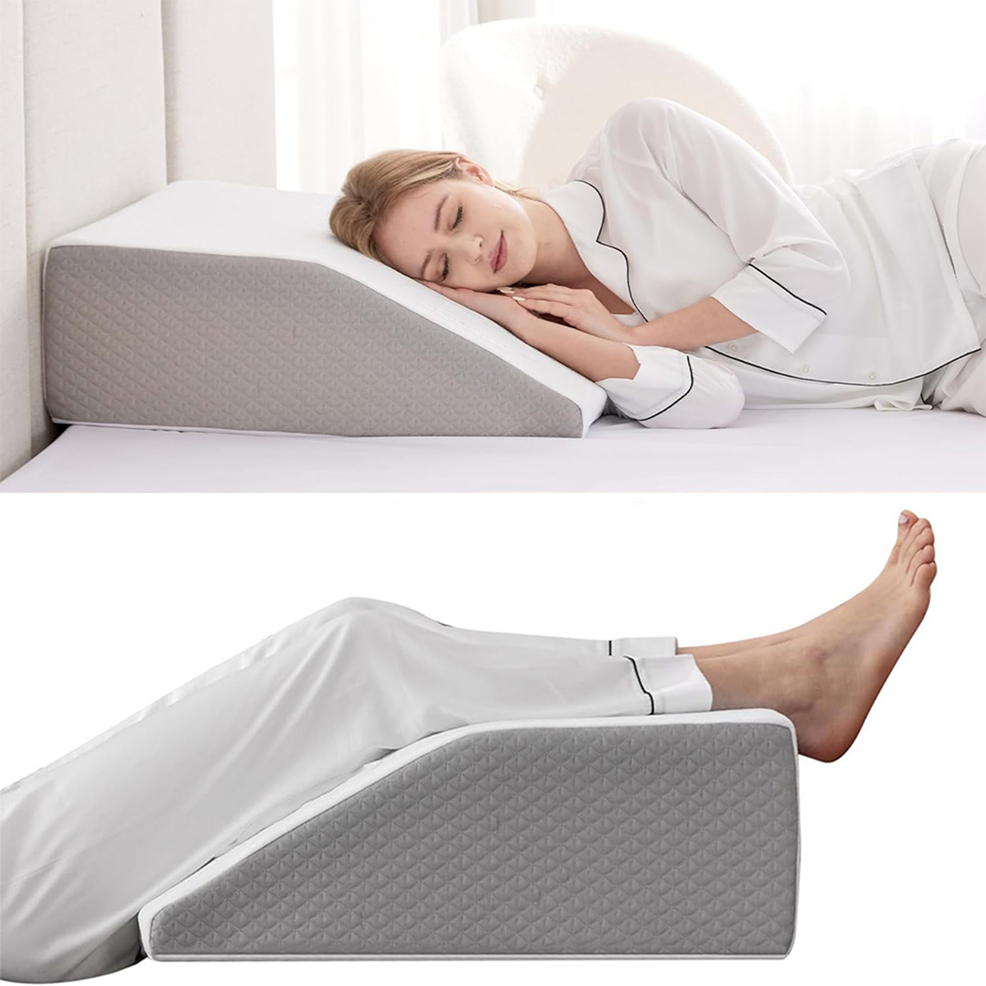 ErgoLift Memory Foam Leg Elevating Pillow Wedge For Side Sleeping Relief And Circulation Support 1