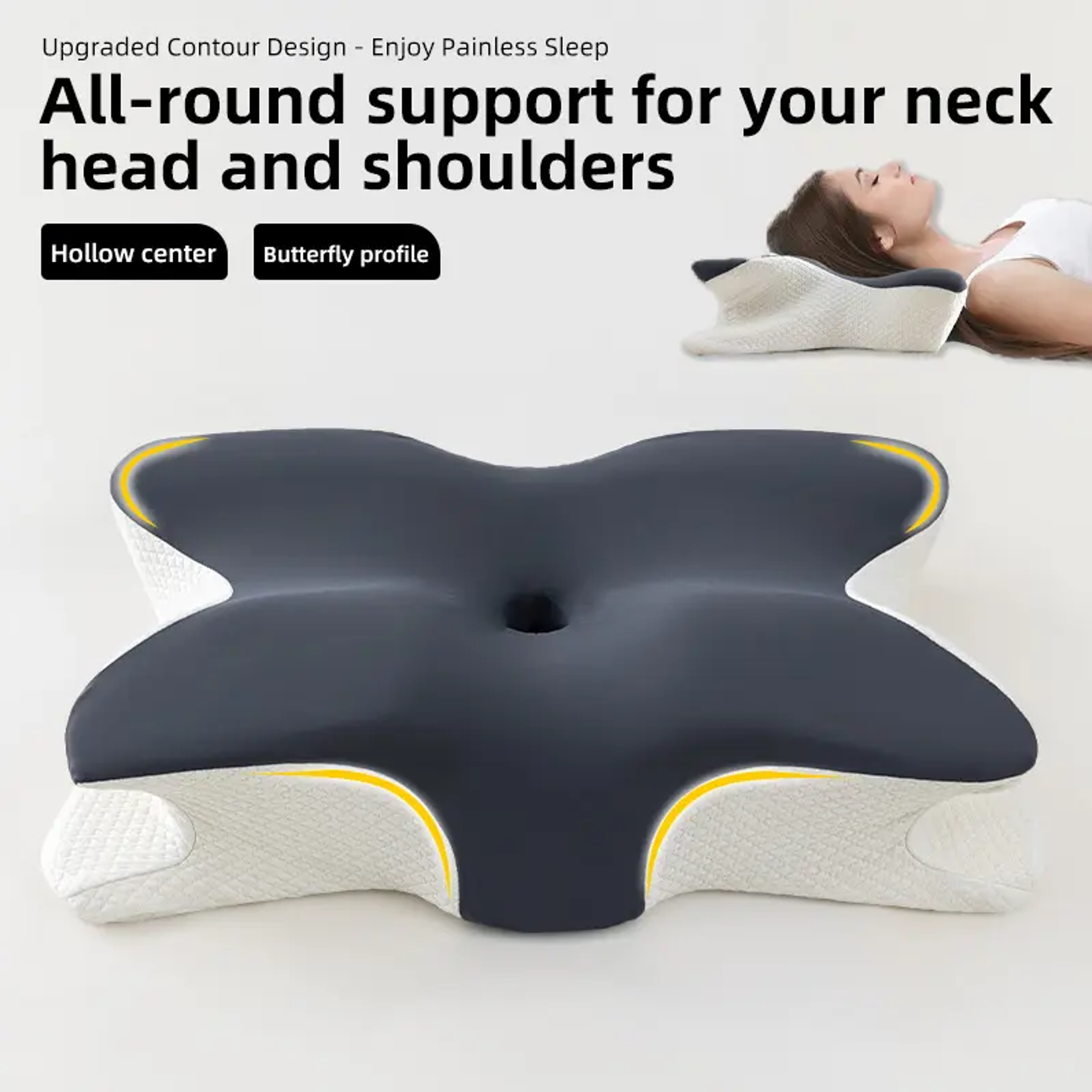 Butterfly Ergonomic Cervical Memory Foam Pillow For Neck Support And Pain Relief 1