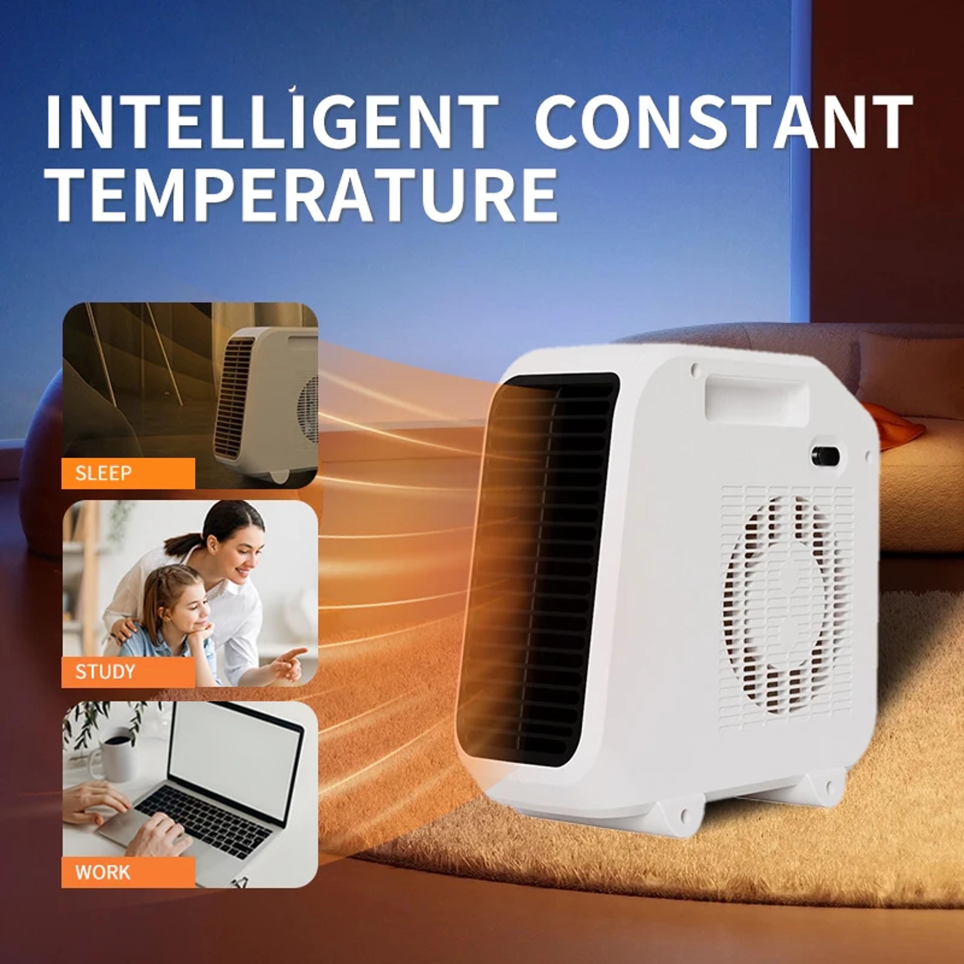 Portable Mini Space Heater Fast Heating Desktop Electric Fan Heater with Safety Cutoff for Dorm Office Room – view 3