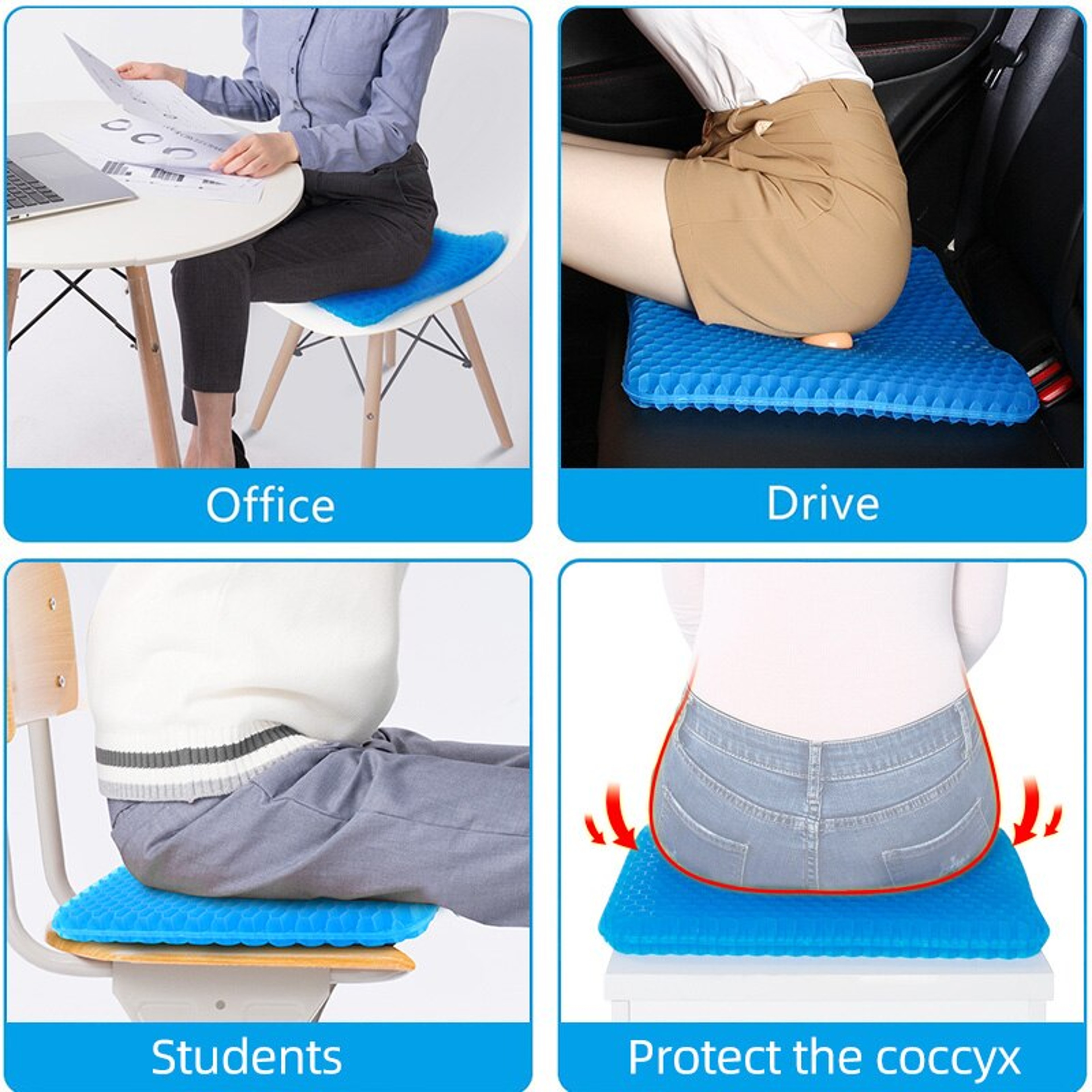 ErgoCool Honeycomb Gel Seat Cushion For Long Sitting  Breathable Pressure Relief Seat Cushion For O 4