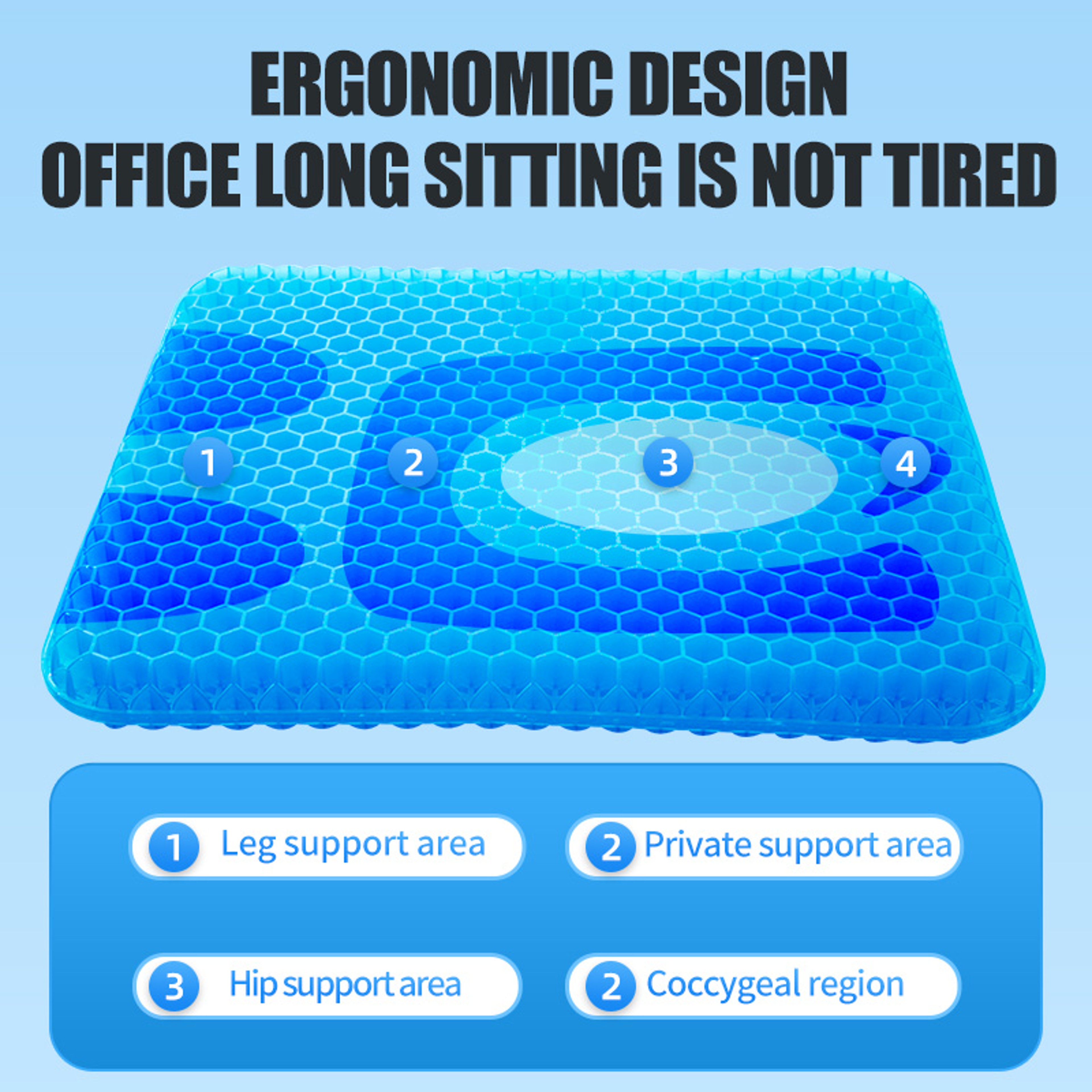 3D Cooling Honeycomb Gel Seat Cushion For Car And Office Breathable Pressure Relief Chair Pad 2