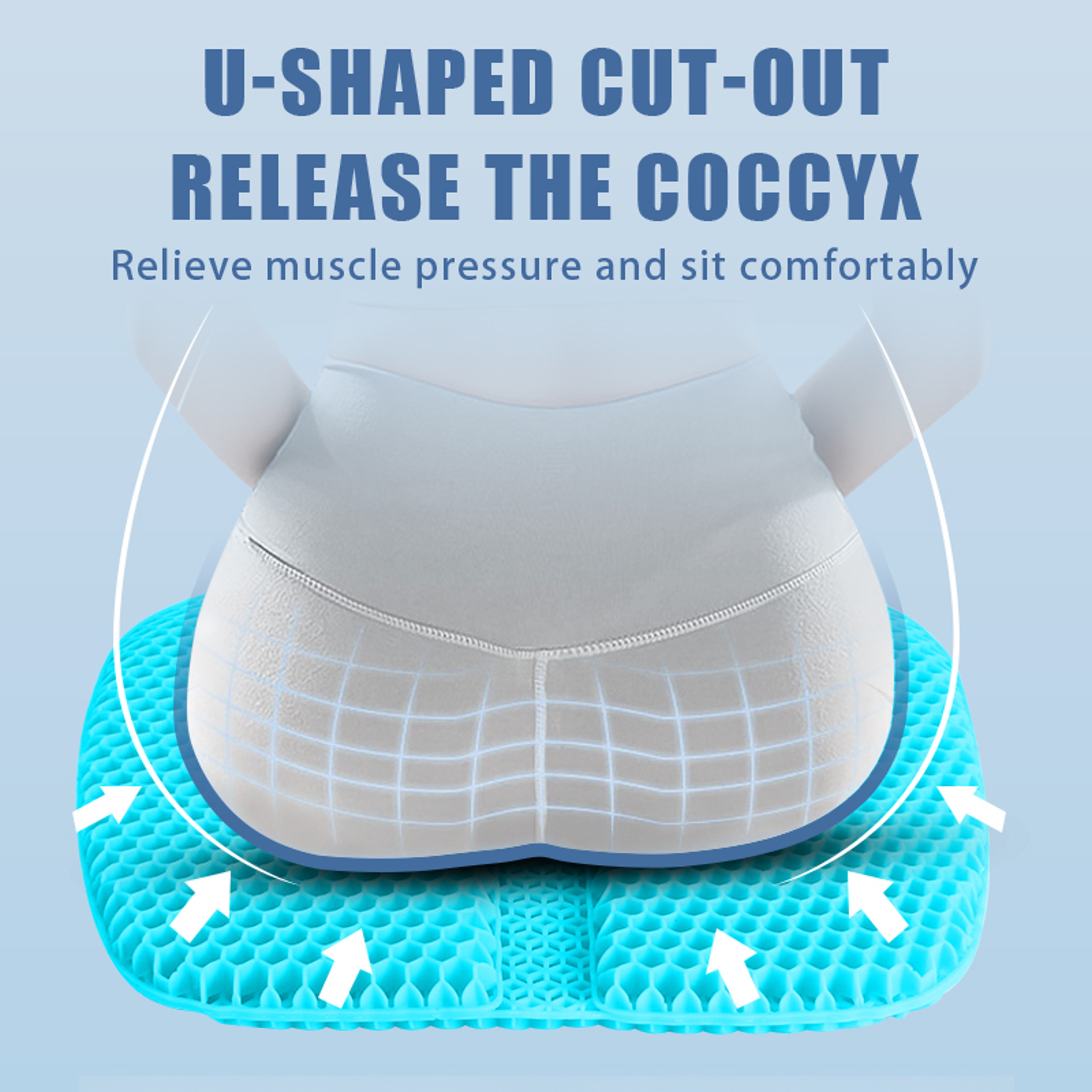 Cooling Gel Seat Cushion Honeycomb Design Pressure Relief Pad For Office Chair Car Wheelchair Tailb