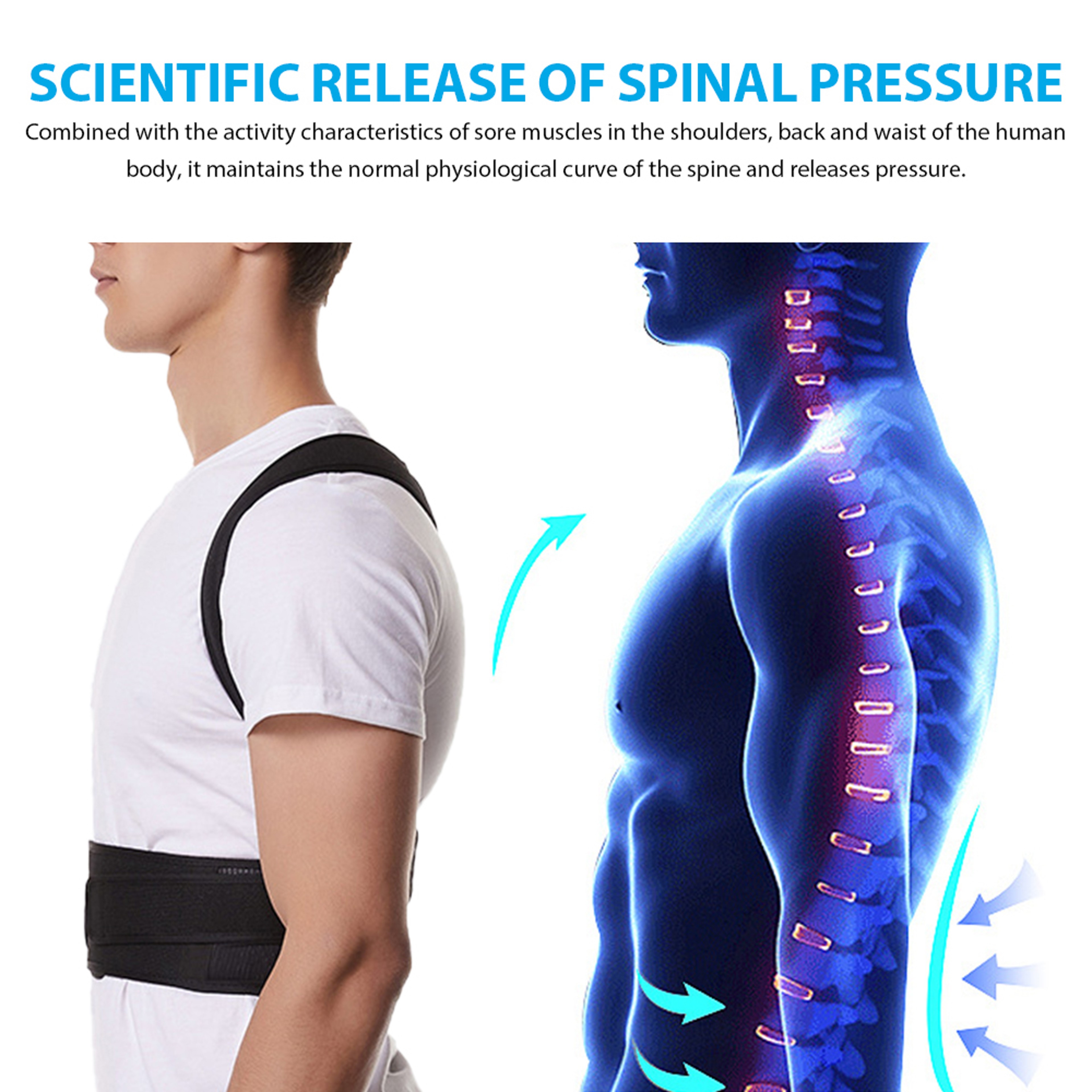 Adjustable Posture Corrector Back Brace Belt With Lumbar Support For Men And Women 3