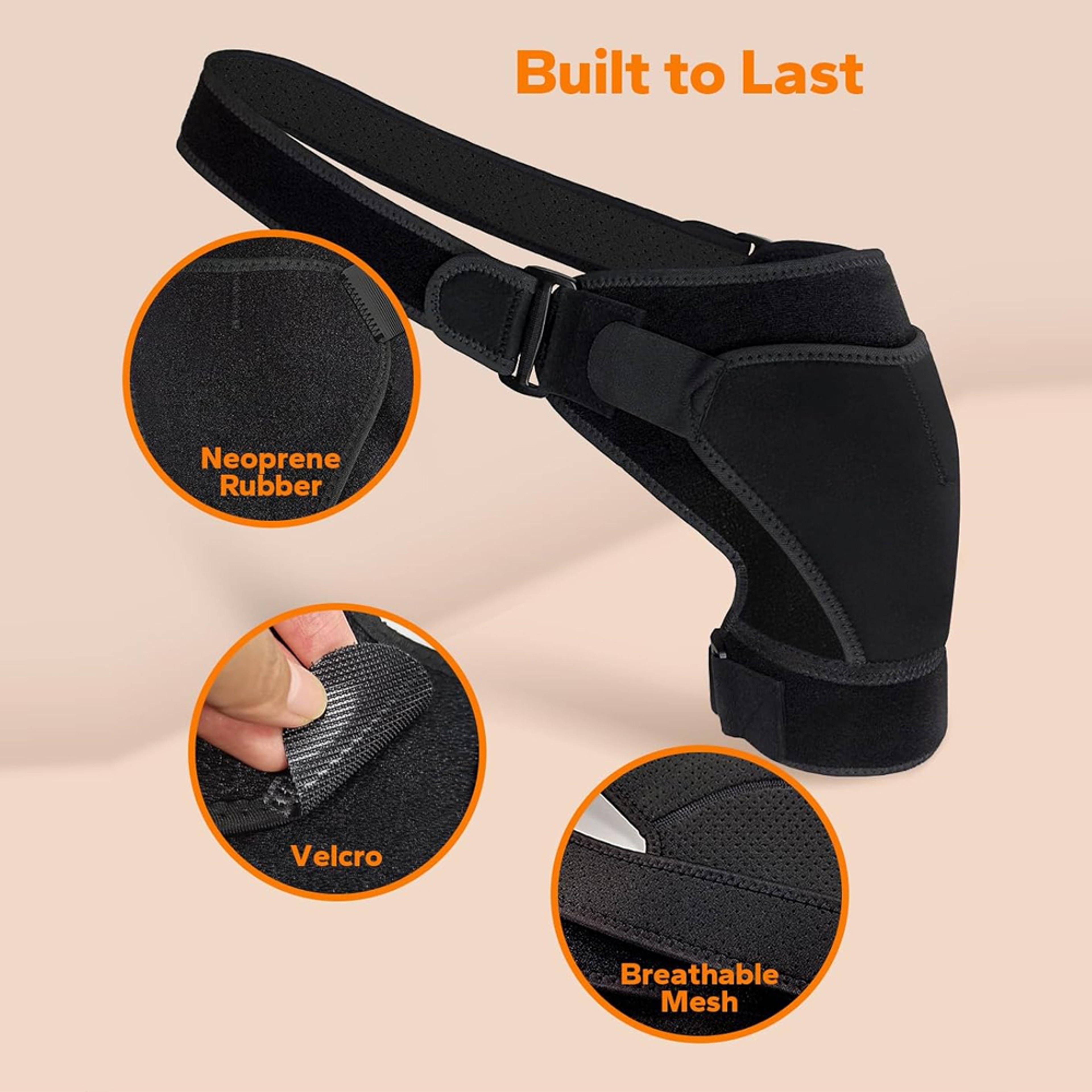 Adjustable Shoulder Brace Support Sleeve for Rotator Cuff Support and AC Joint Relief Stability Wrap – view 4
