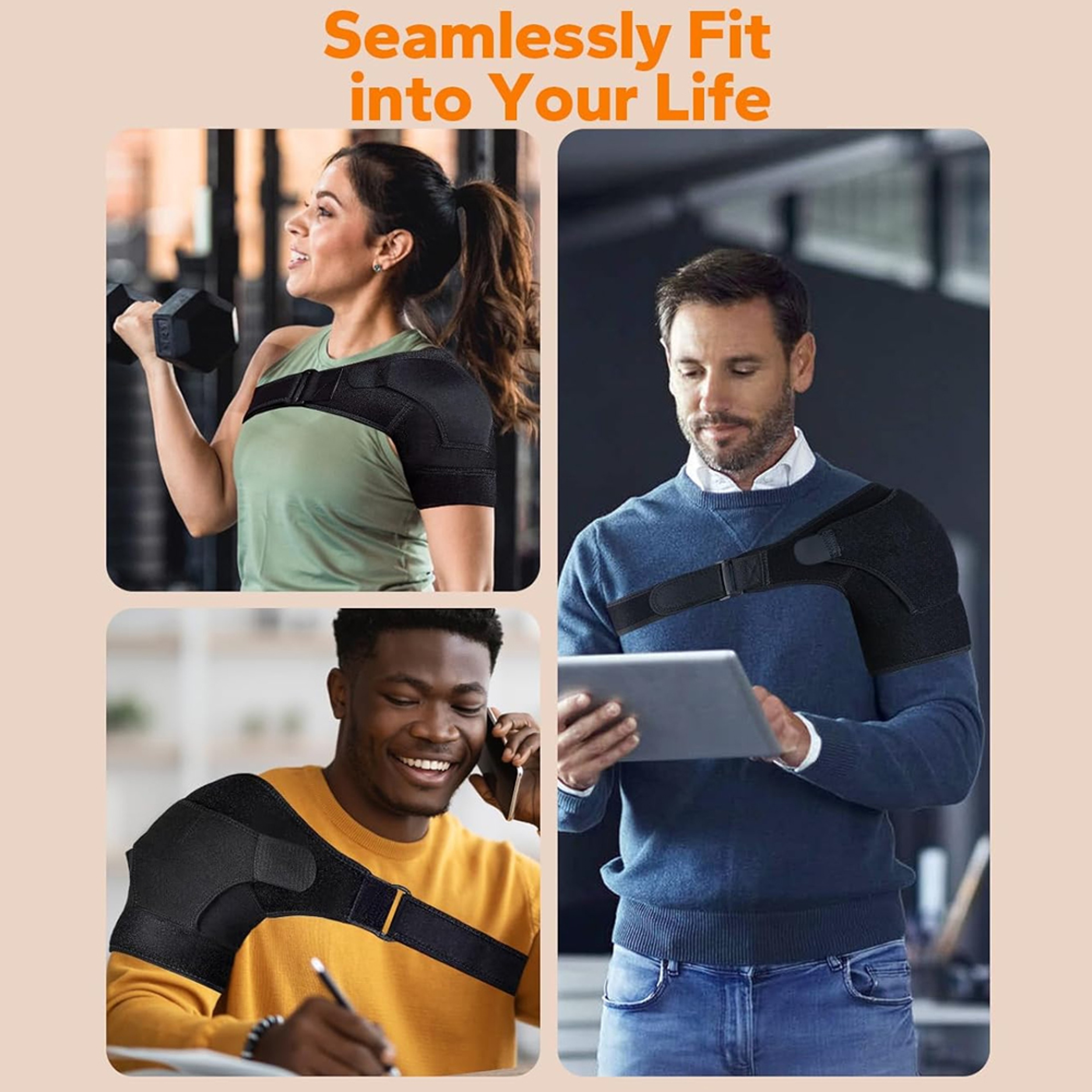 Adjustable Shoulder Brace Support Sleeve for Rotator Cuff Support and AC Joint Relief Stability Wrap – view 6