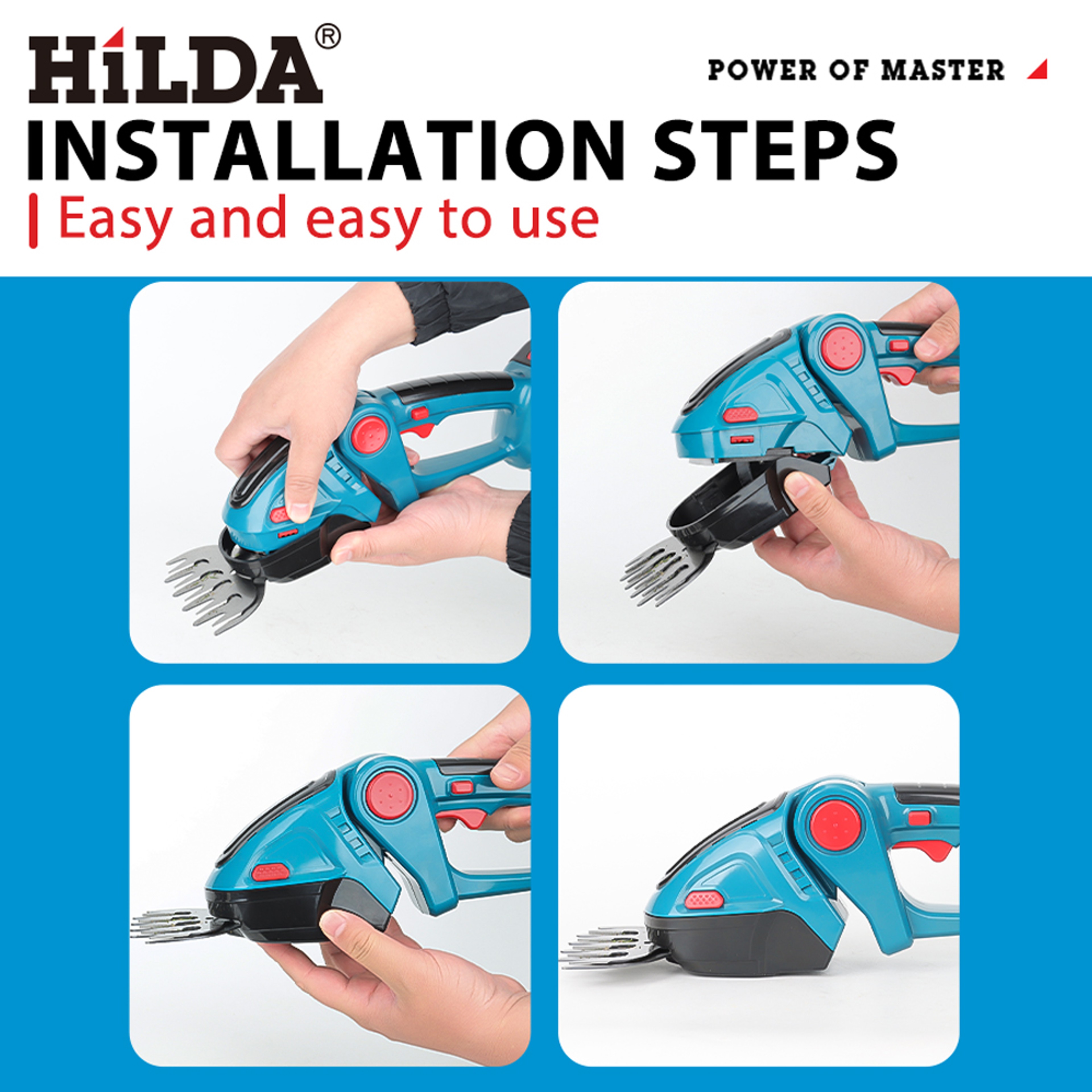 2in1 Cordless Hedge Trimmer And Grass Shears 18V Adjustable Electric Shrub Pruner Garden Tool 4