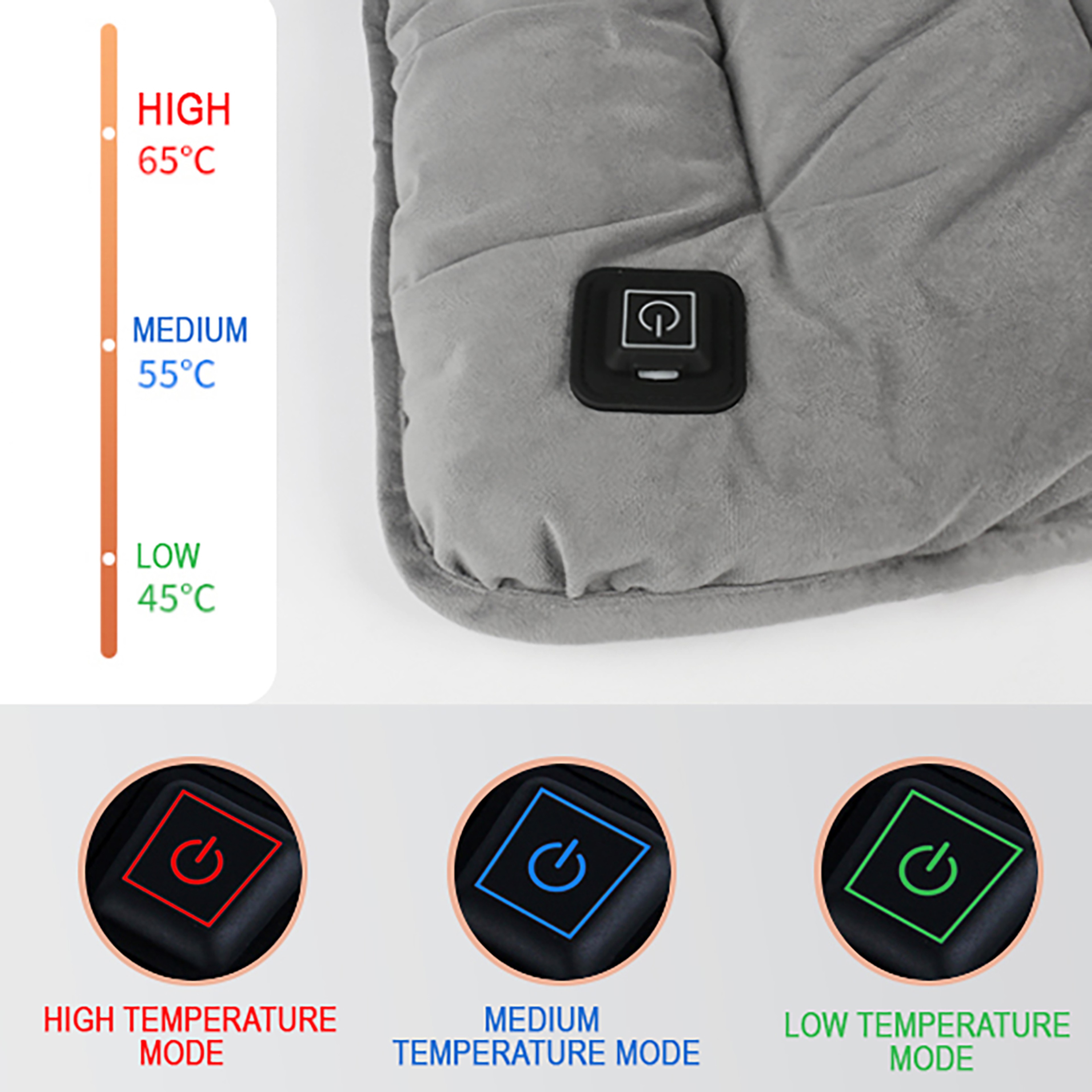 USB Heated Seat Cushion Pad Level Adjustable Electric Heating Chair Warmer For Office Car Pets 2
