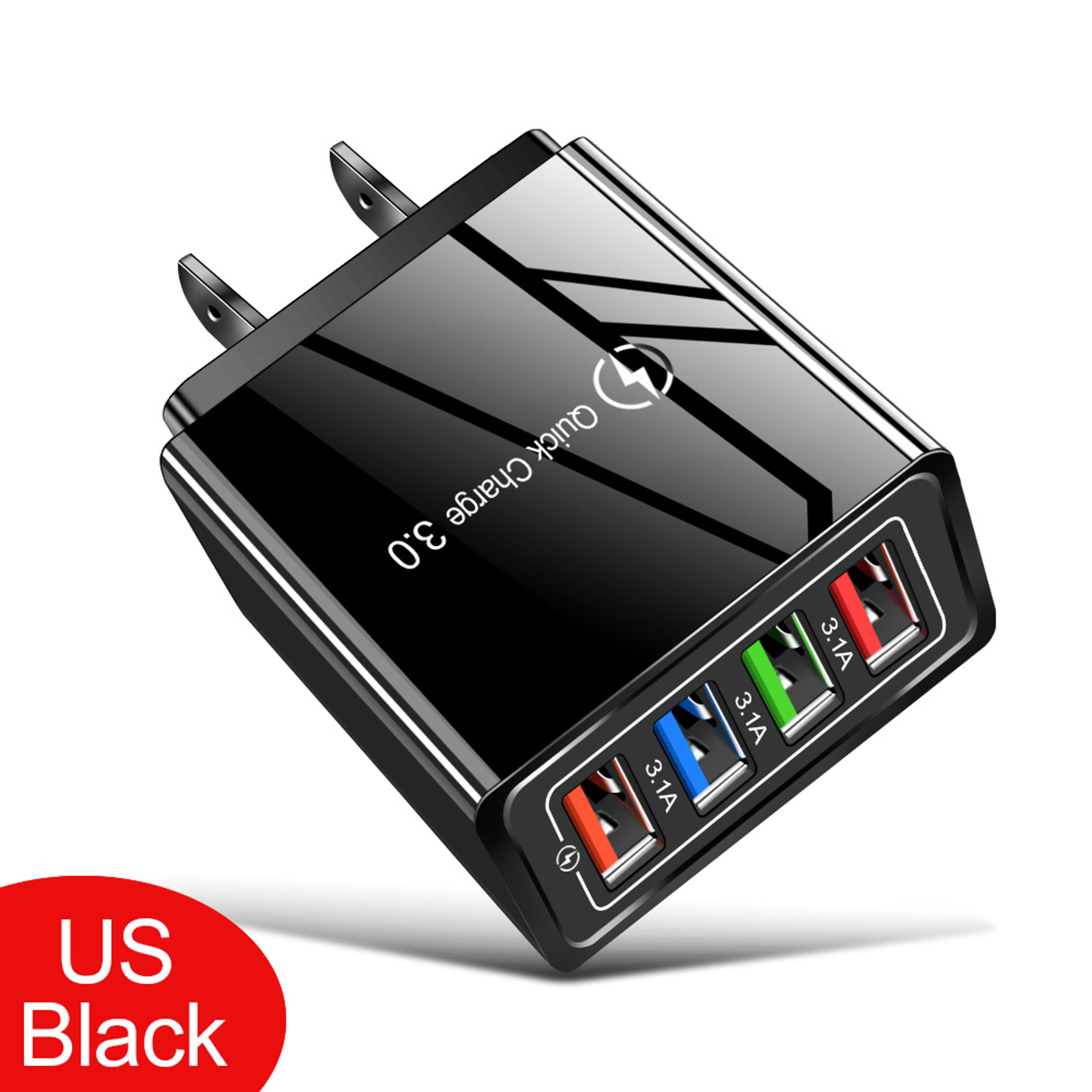 Quick Charge 30 USB Wall Charger 4 Port Fast Charging Adapter Travel Plug 10