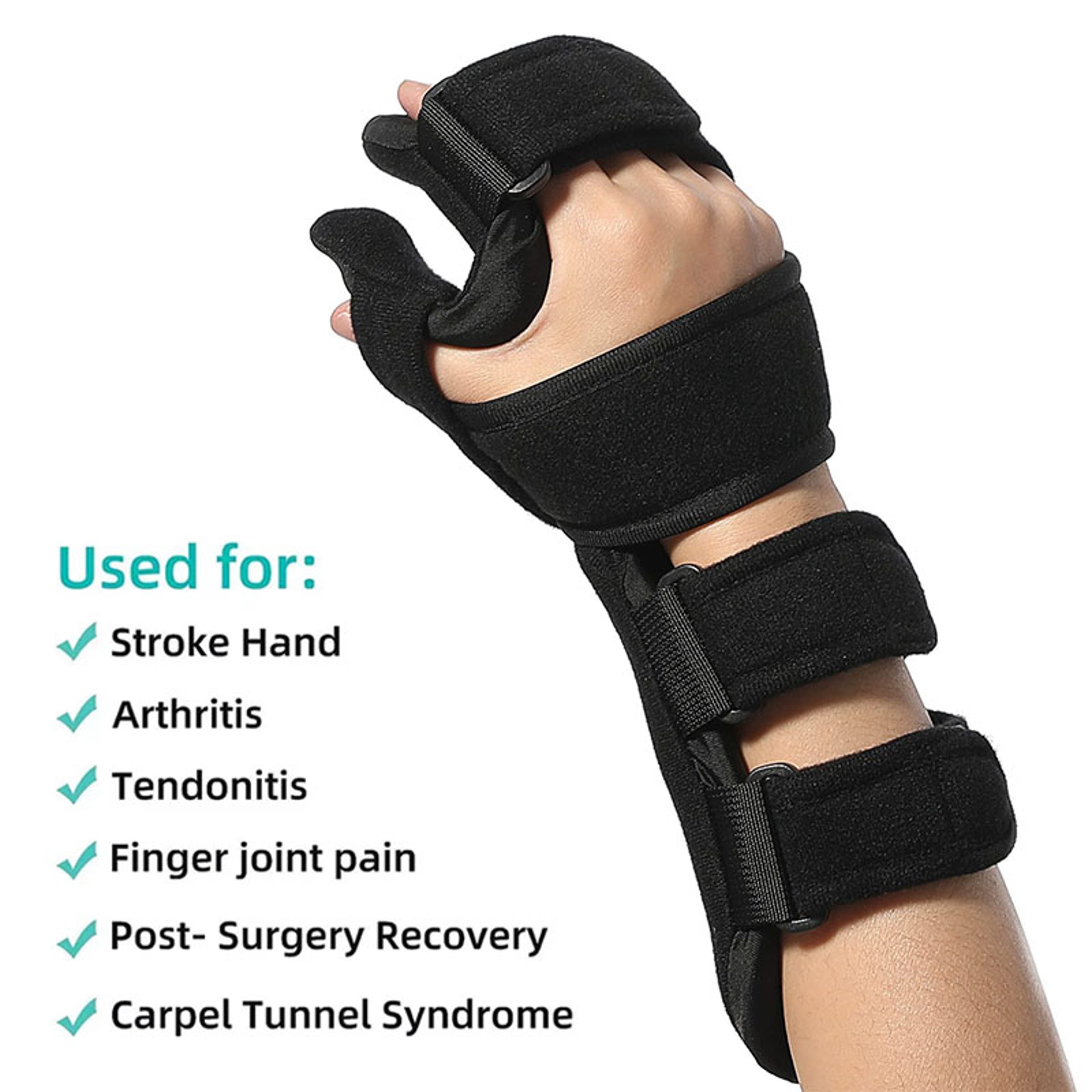 Adjustable Stroke Hand Brace Support With Finger Night Splint For Arthritis And Tendonitis Relief 1