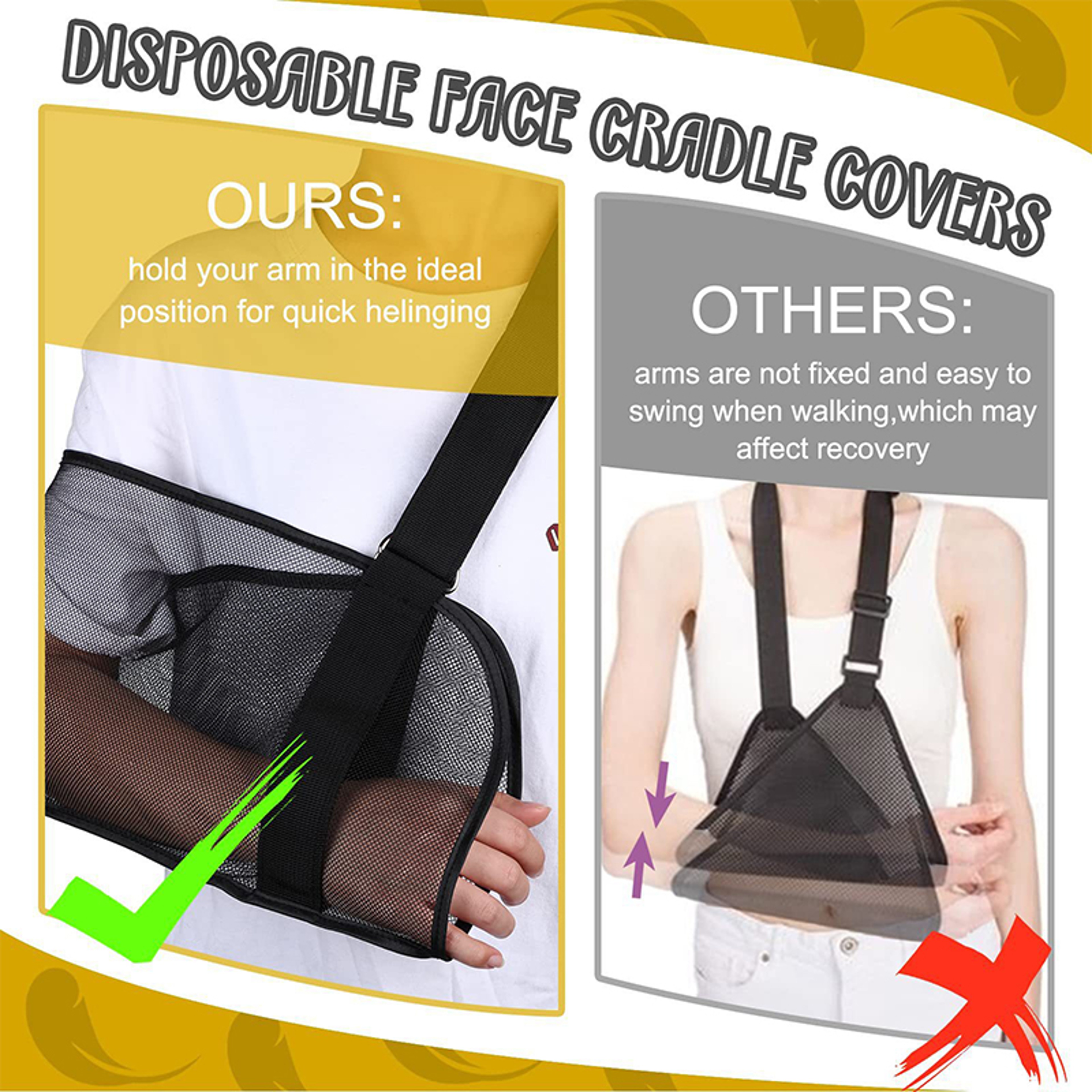 Adjustable Breathable Arm Sling Support Brace for Shoulder Elbow and Forearm Recovery – view 5