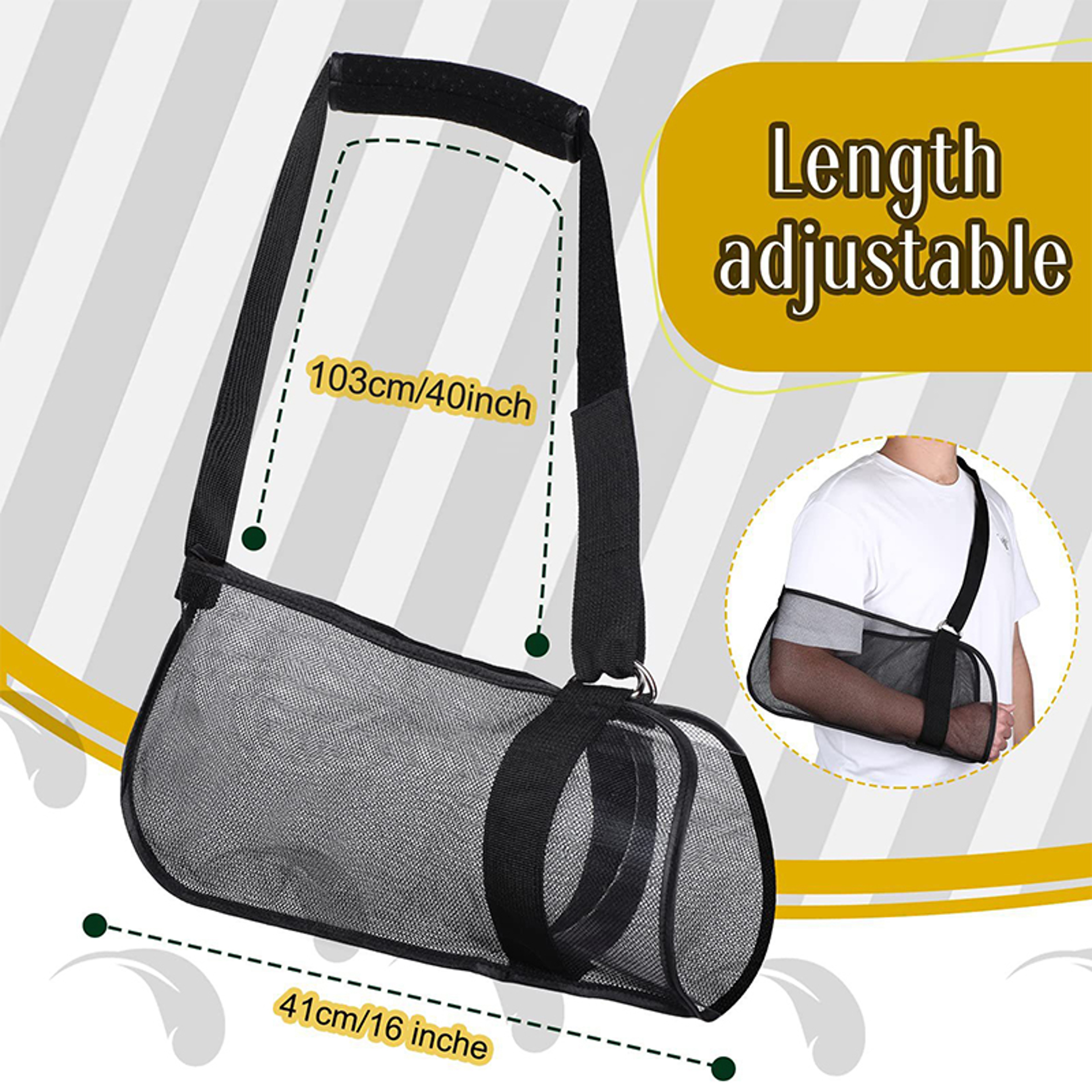Adjustable Breathable Arm Sling Support Brace for Shoulder Elbow and Forearm Recovery – view 6