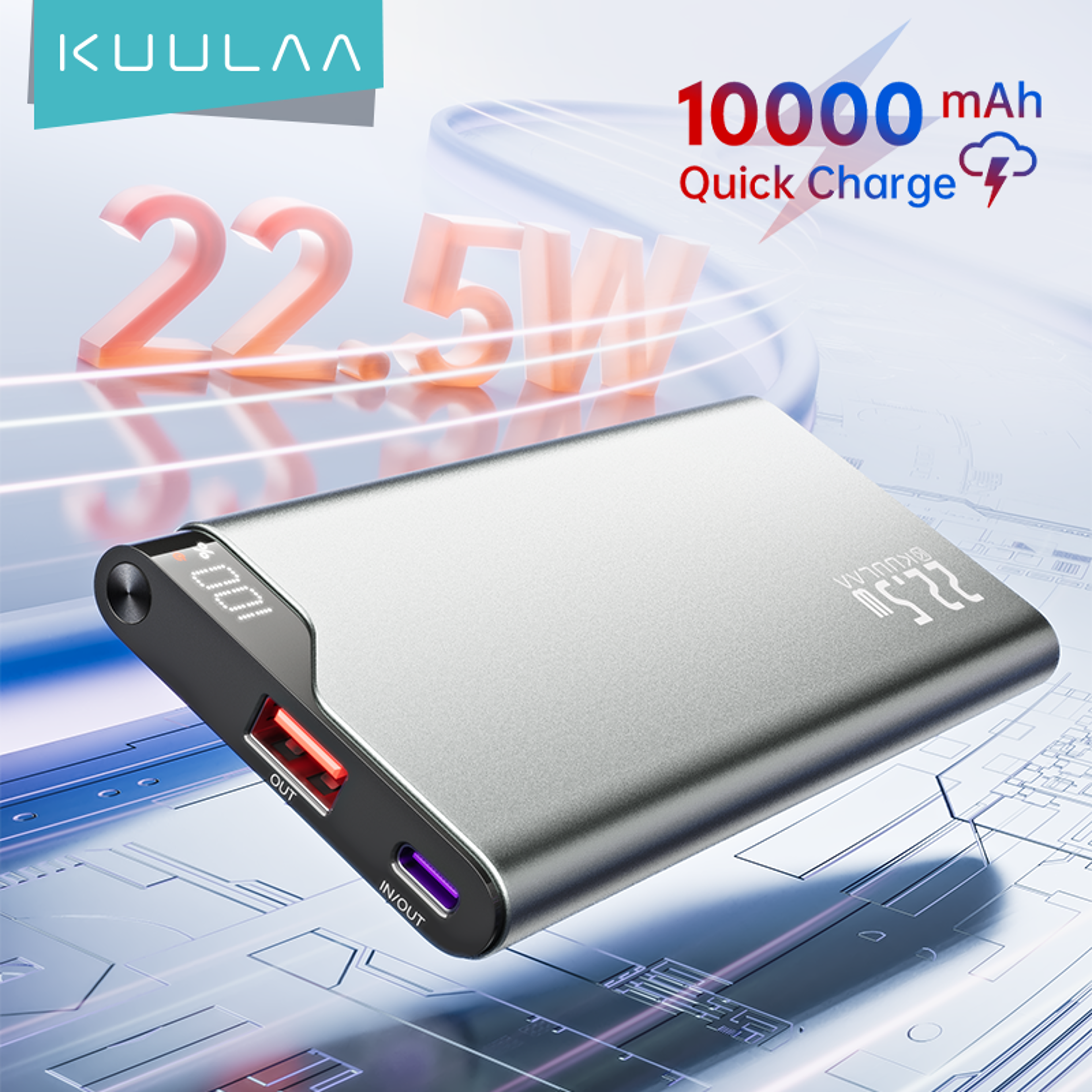 UltraSlim Power Bank Portable Charger With 225W Fast Charging  Digital Display 1