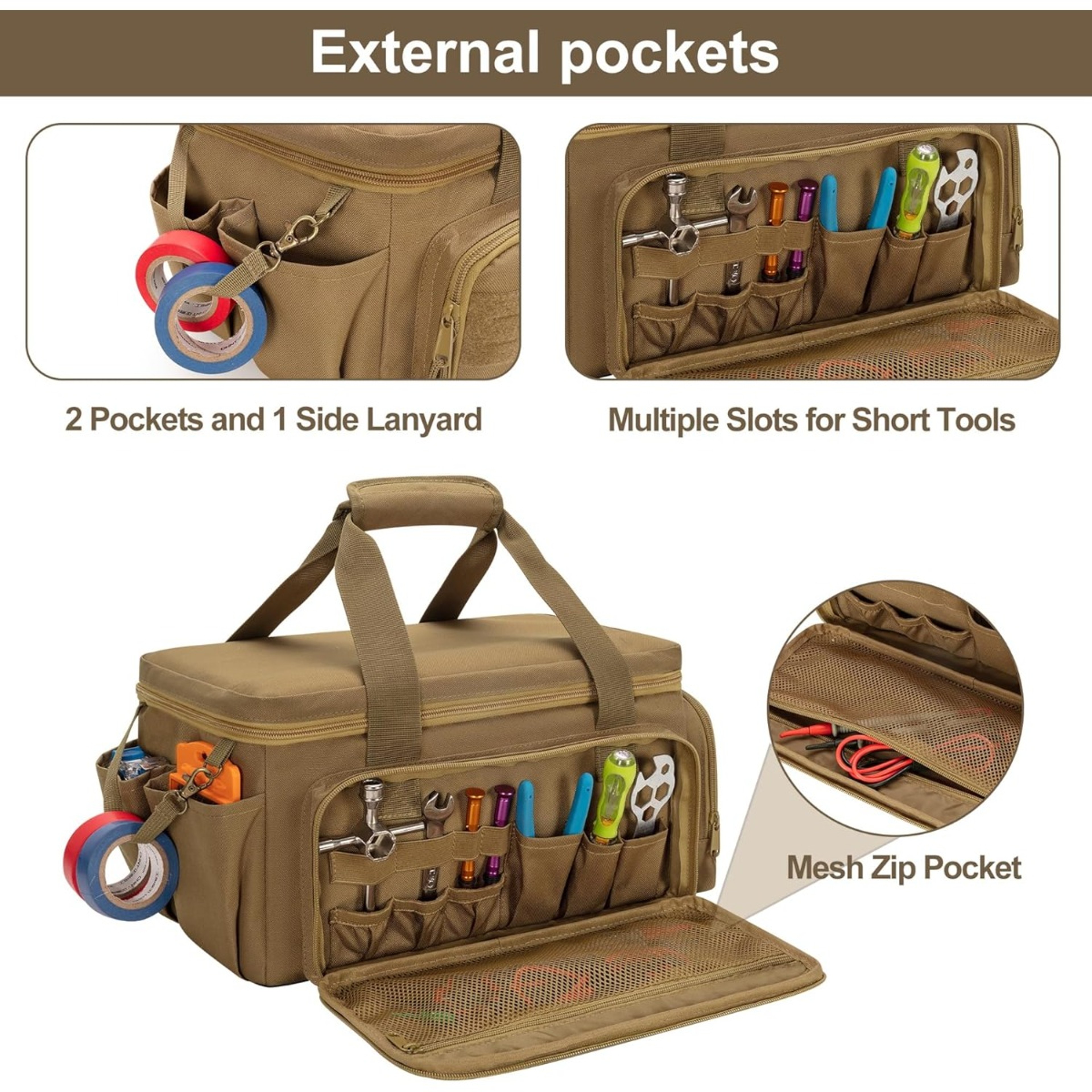 Heavy Duty Tactical Tool Bag Durable, Portable Work Organizer with Non-Slip Base for Handyman & Carpenter – view 3