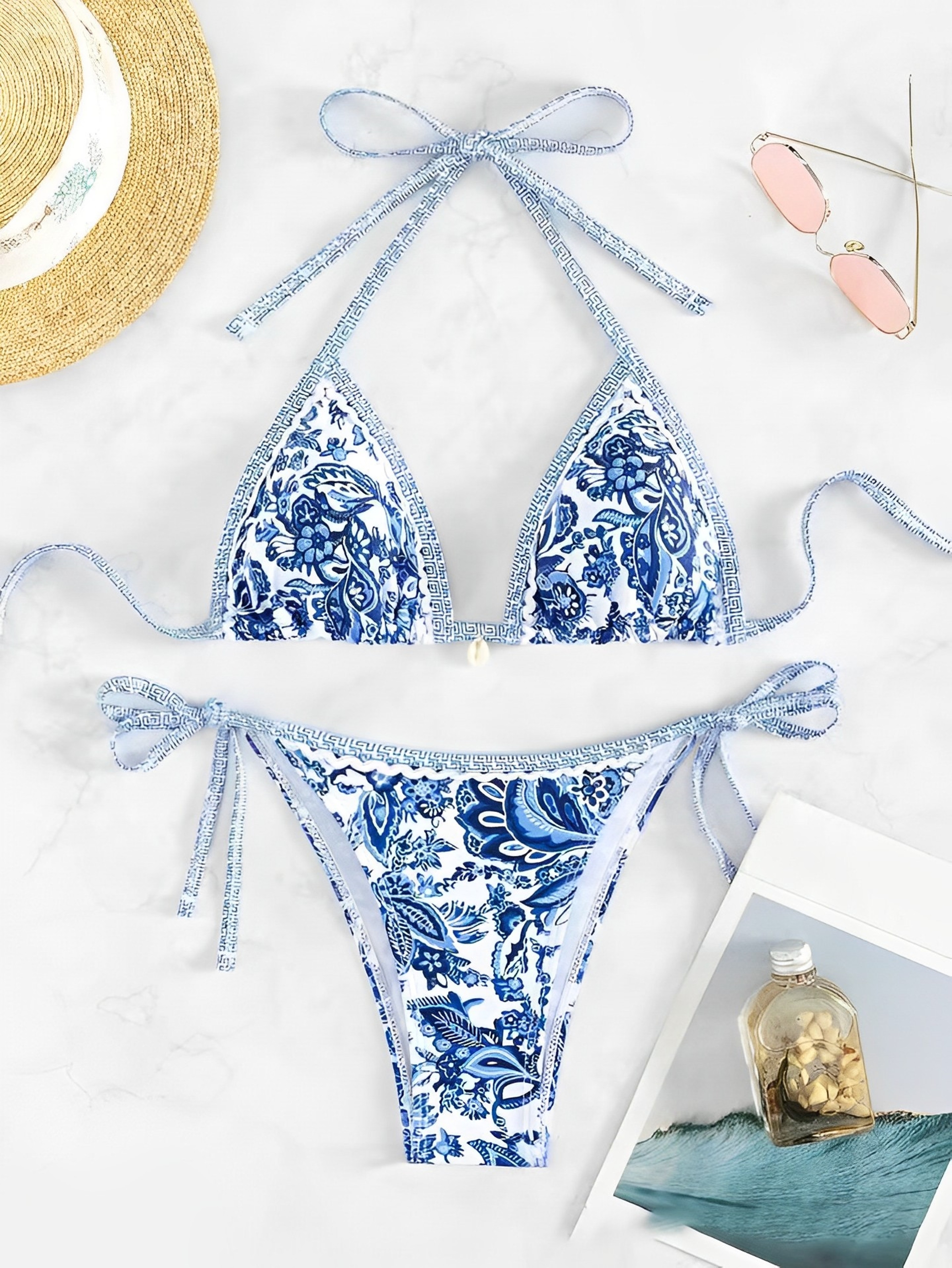 Halter Triangle Bikini for Women Summer Swimwear Set – view 1