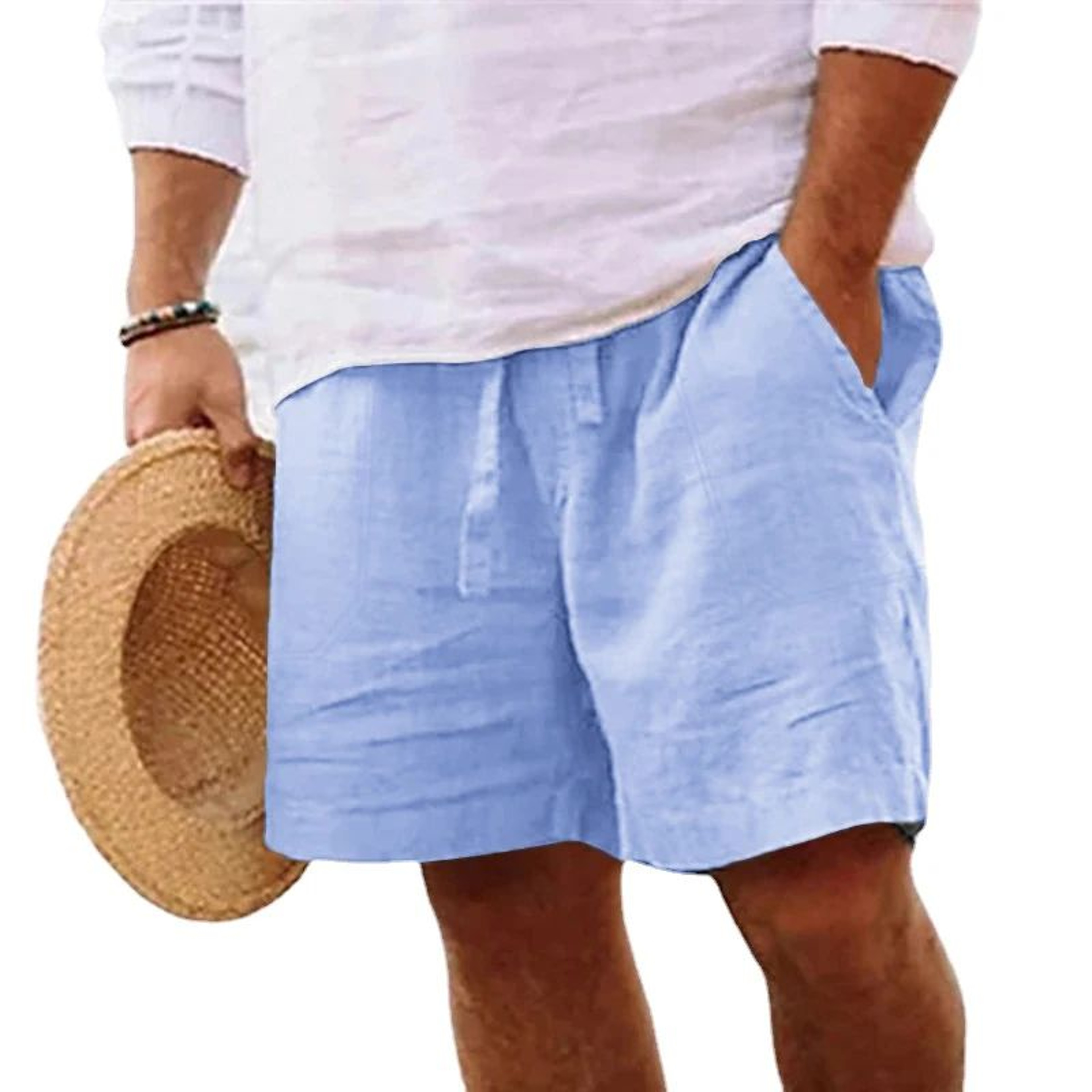 Mens Cotton Gym Shorts Lightweight Breathable Beach Jogging Shorts 5